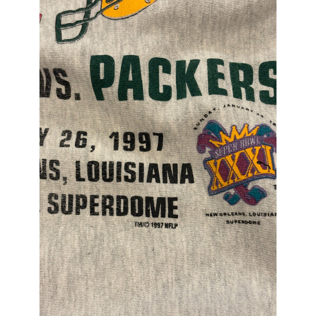 Vintage Champion Reverse Super Bowl XXXI Patriots vs Packers Sweatshirt Large