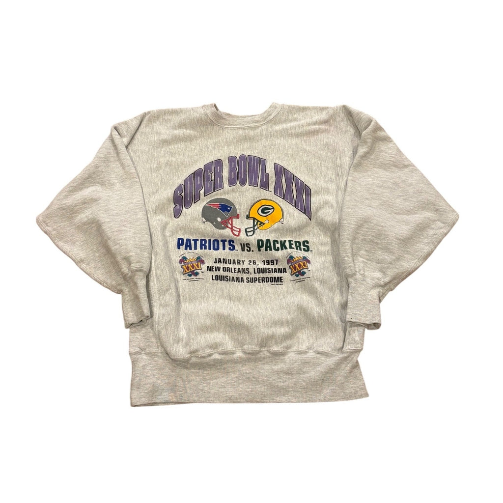 Vintage Champion Reverse Super Bowl XXXI Patriots vs Packers Sweatshirt Large