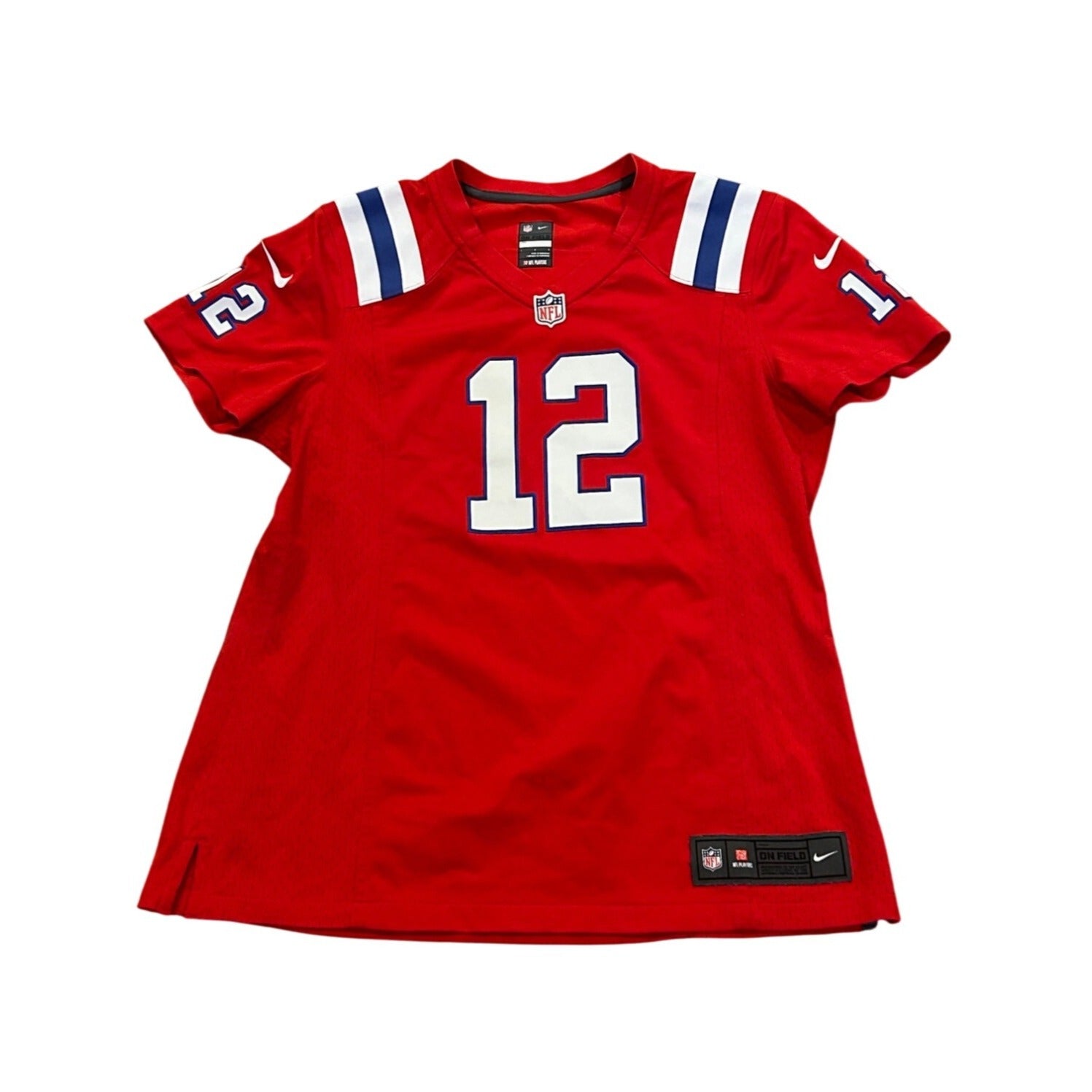 Nike New England Patriots Tom Brady #12 Red Throwback NFL Jersey Women's Large