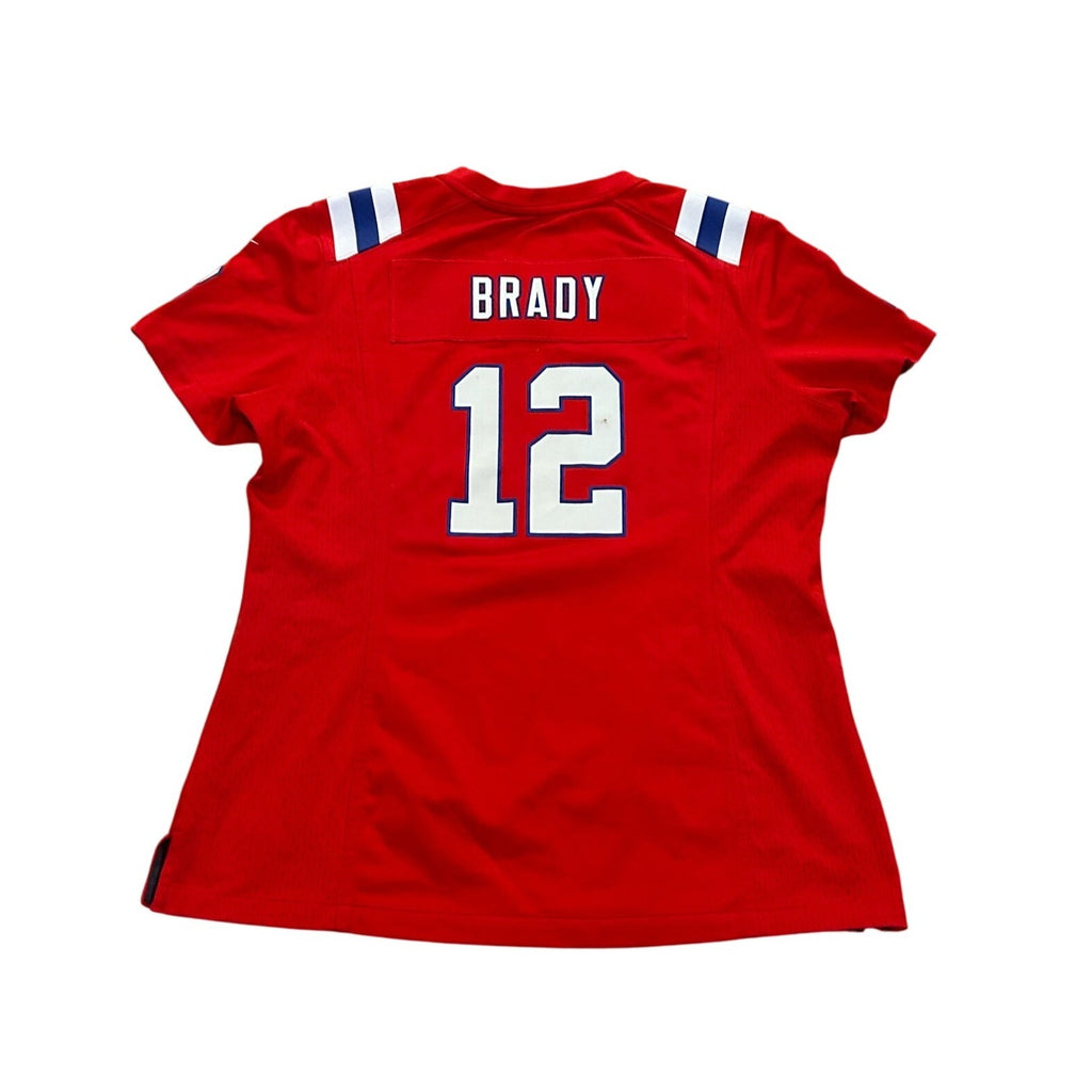Nike New England Patriots Tom Brady #12 Red Throwback NFL Jersey Women's Large