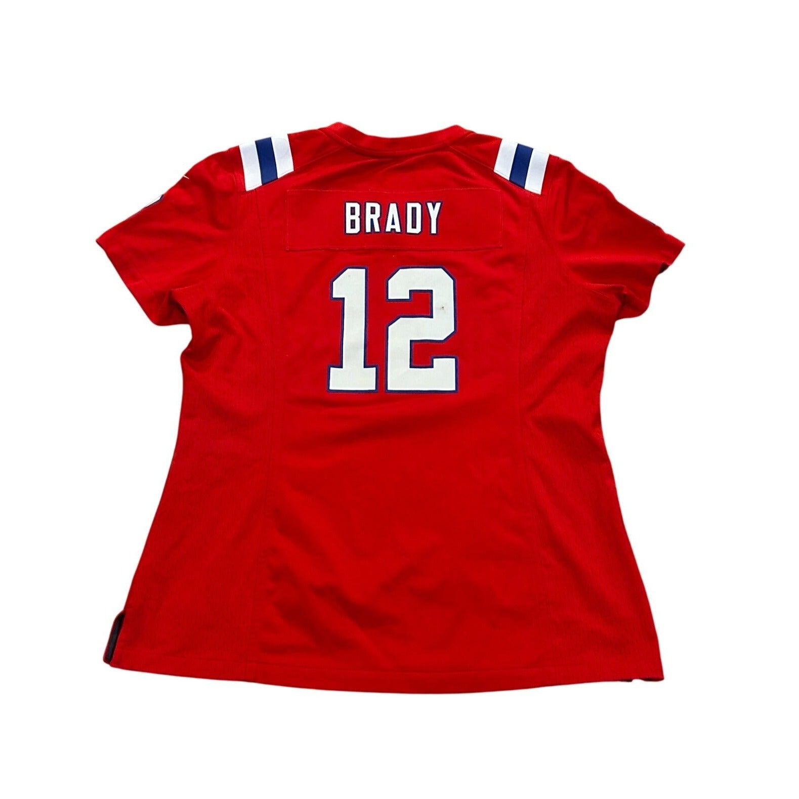 Nike New England Patriots Tom Brady #12 Red Throwback NFL Jersey Women's Large