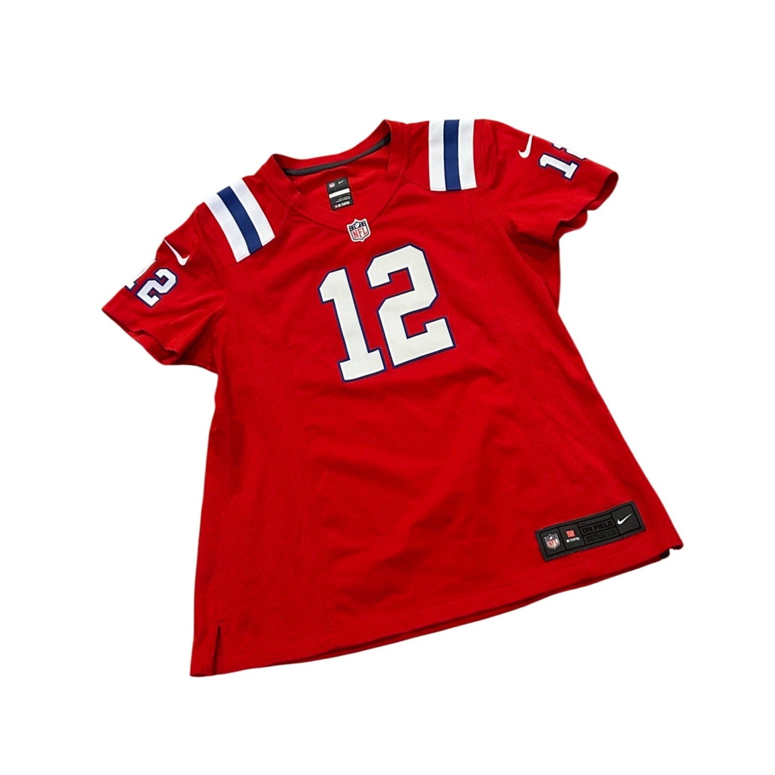 Nike New England Patriots Tom Brady #12 Red Throwback NFL Jersey Women's Large