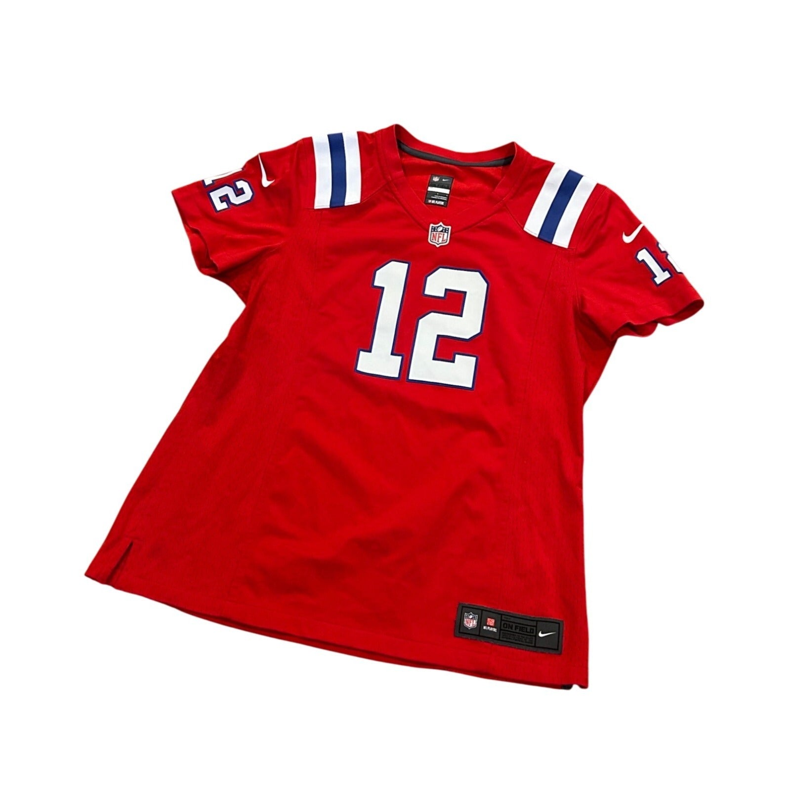 Nike New England Patriots Tom Brady #12 Red Throwback NFL Jersey Women's Large