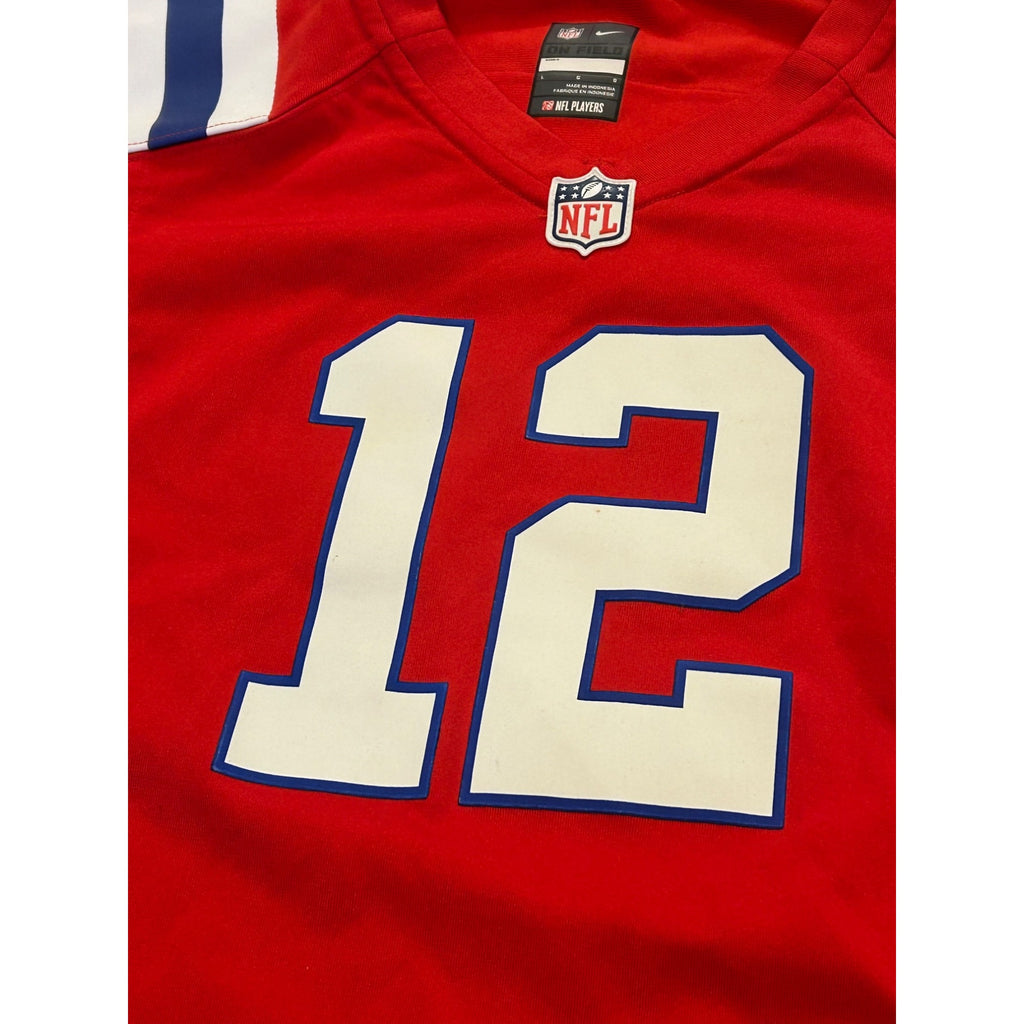 Nike New England Patriots Tom Brady #12 Red Throwback NFL Jersey Women's Large