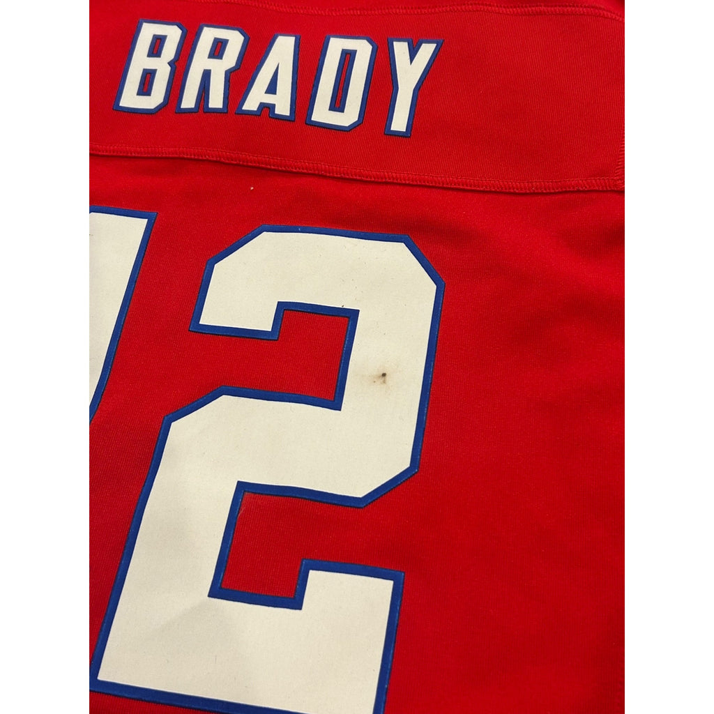 Nike New England Patriots Tom Brady #12 Red Throwback NFL Jersey Women's Large