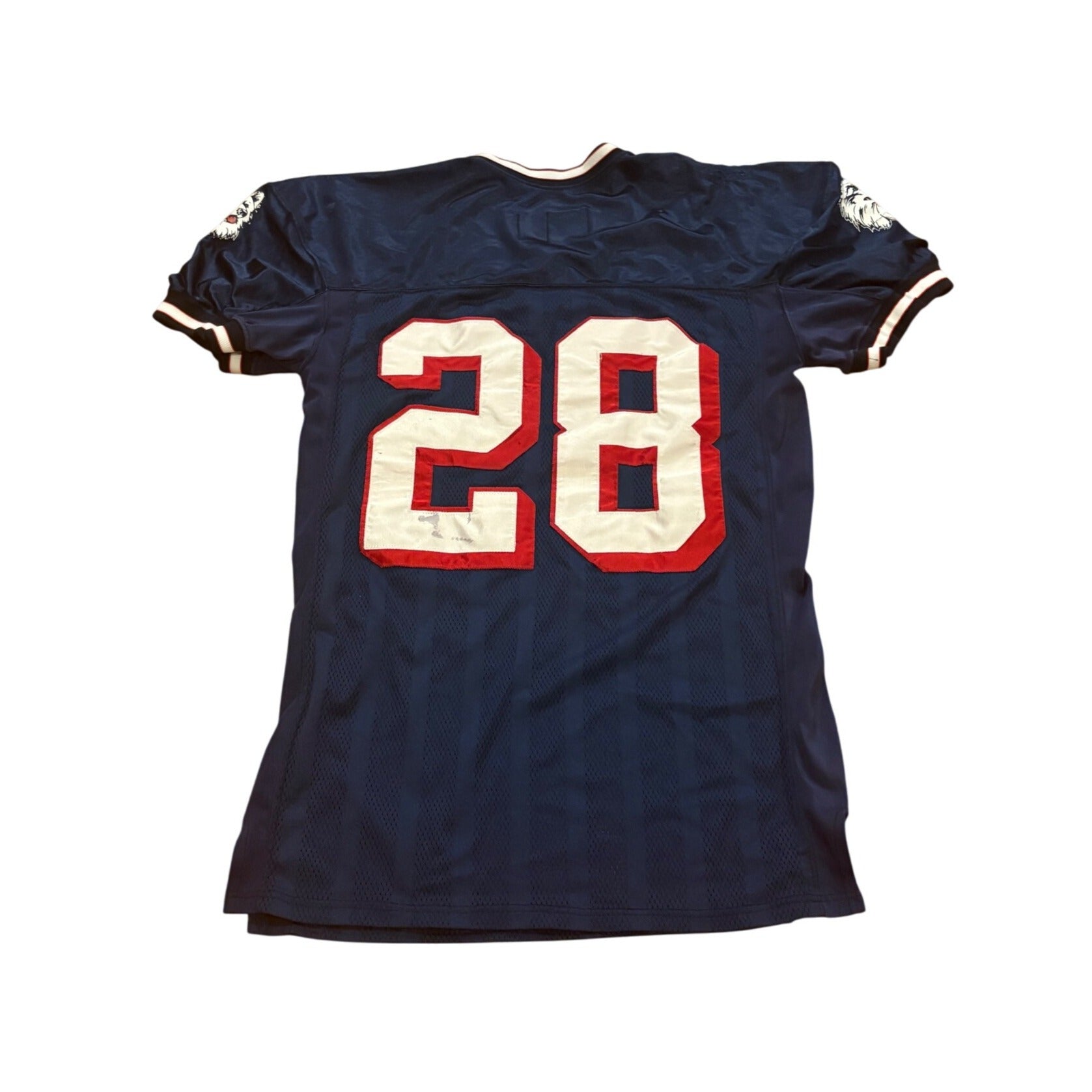 Vintage 90's Reebok UConn Huskies #28 Game Worn Football Jersey Blue Size 46