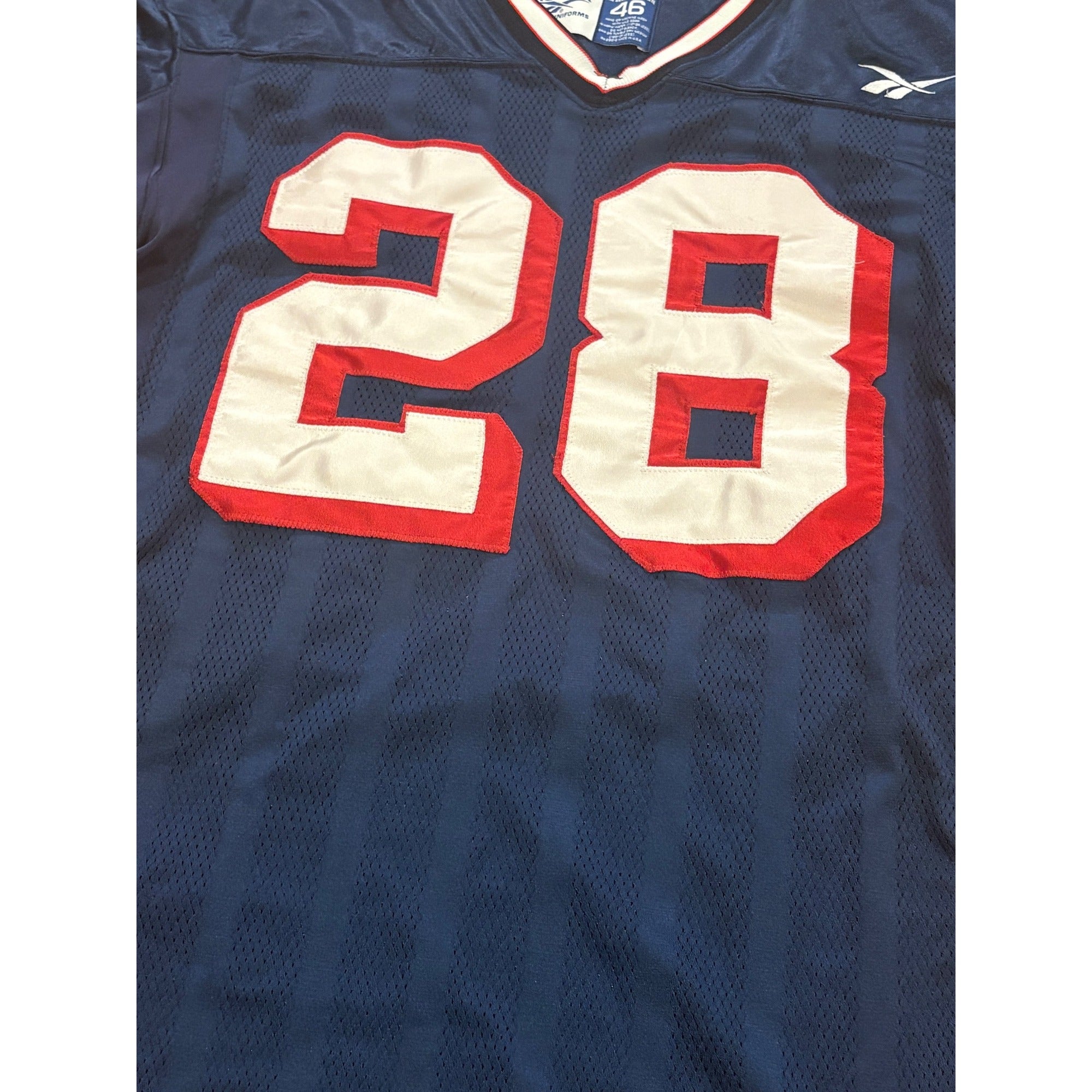 Vintage 90's Reebok UConn Huskies #28 Game Worn Football Jersey Blue Size 46