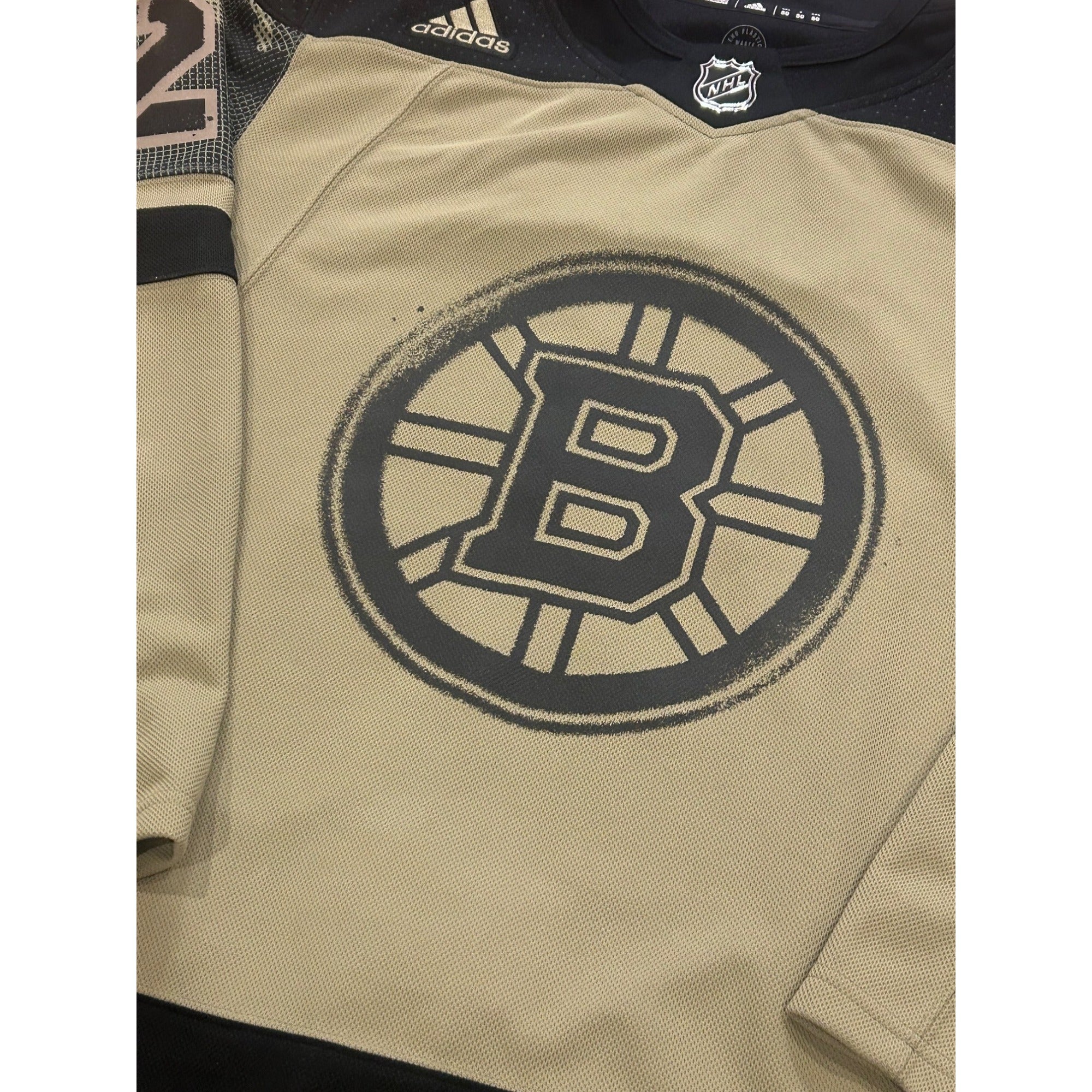 Rare Adidas Boston Bruins Fabian Lysell #21 Military Appreciation Camo Jersey 50