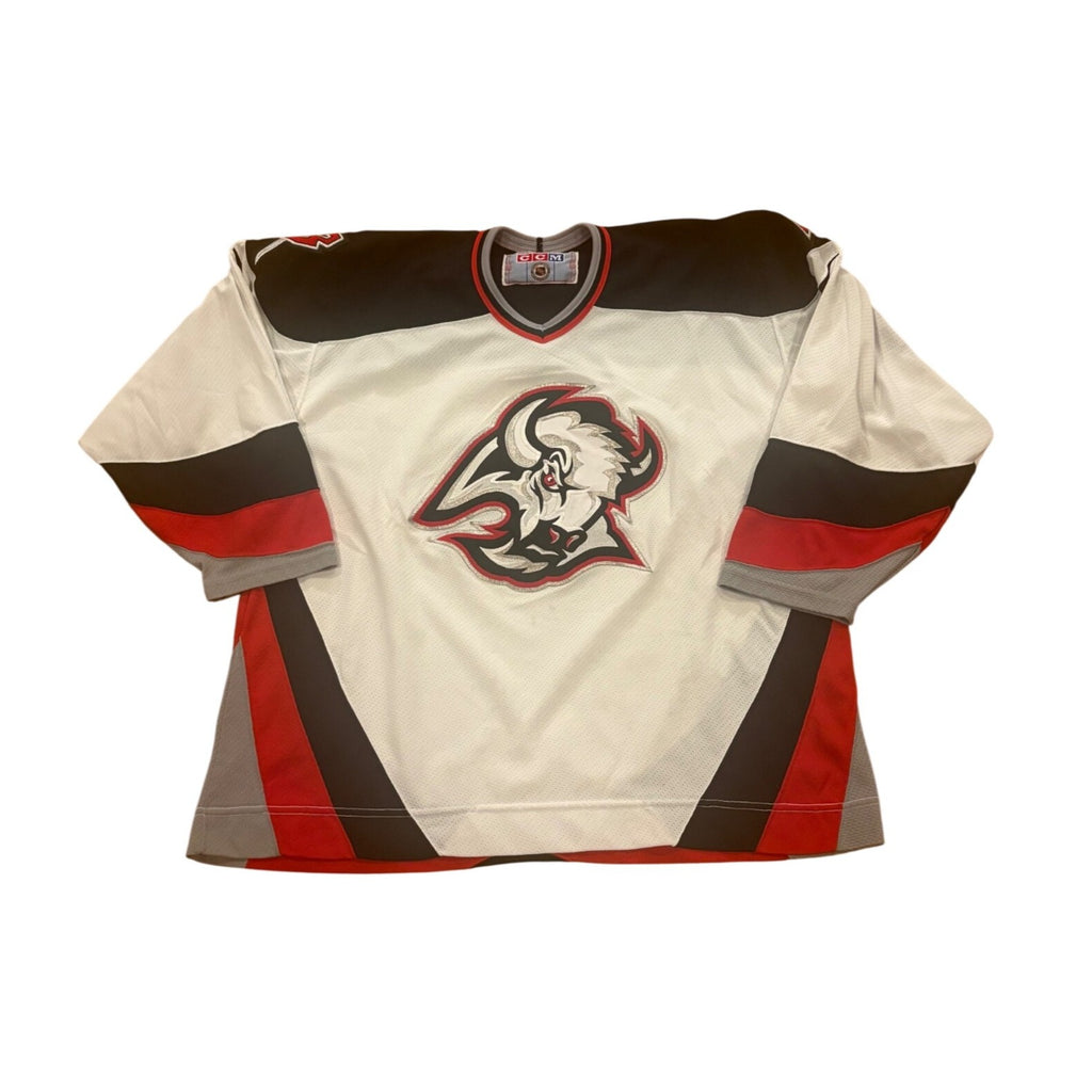 Vintage 90s CCM Maska Buffalo Sabres Goat Head NHL Hockey Jersey White Men's XL