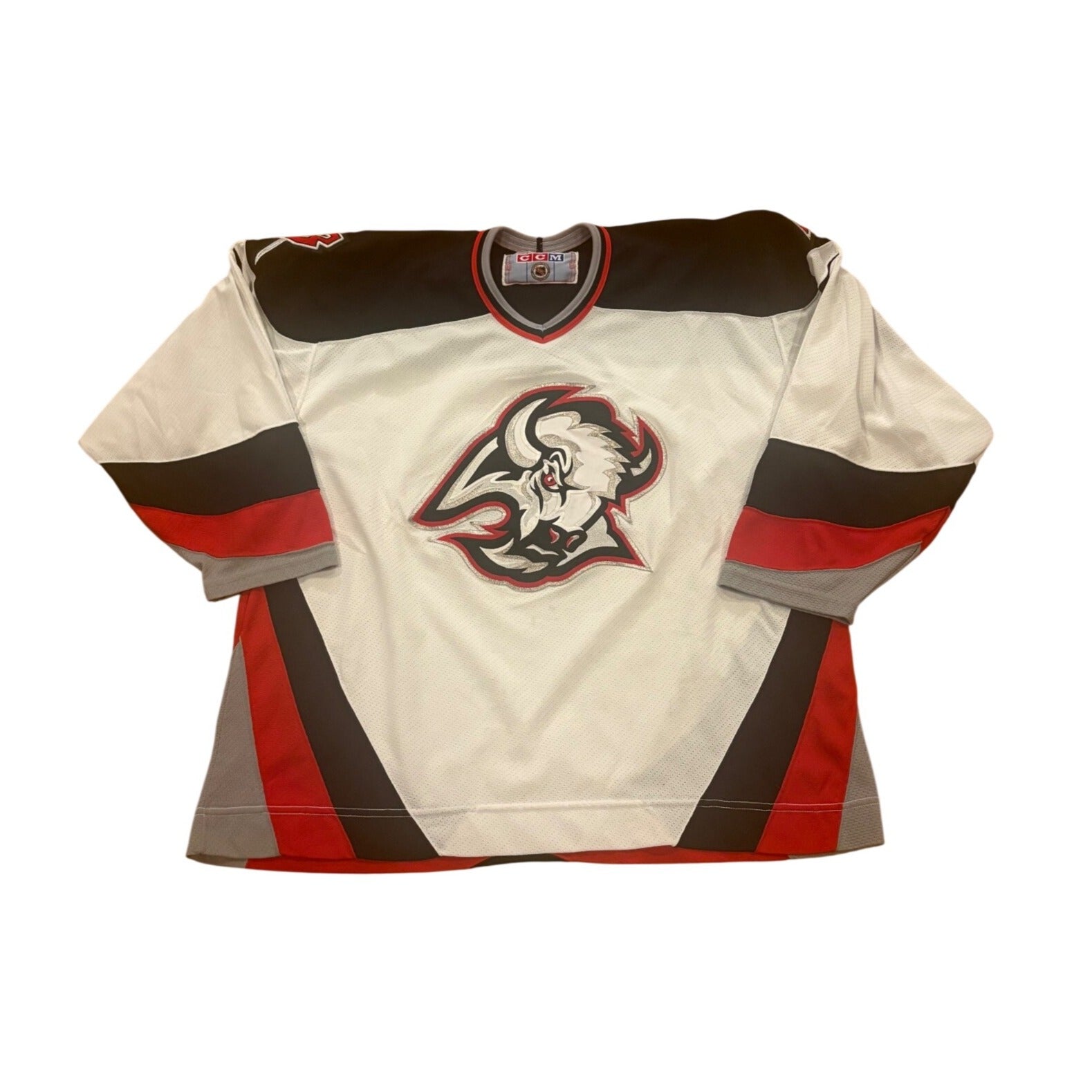 Vintage 90s CCM Maska Buffalo Sabres Goat Head NHL Hockey Jersey White Men's XL