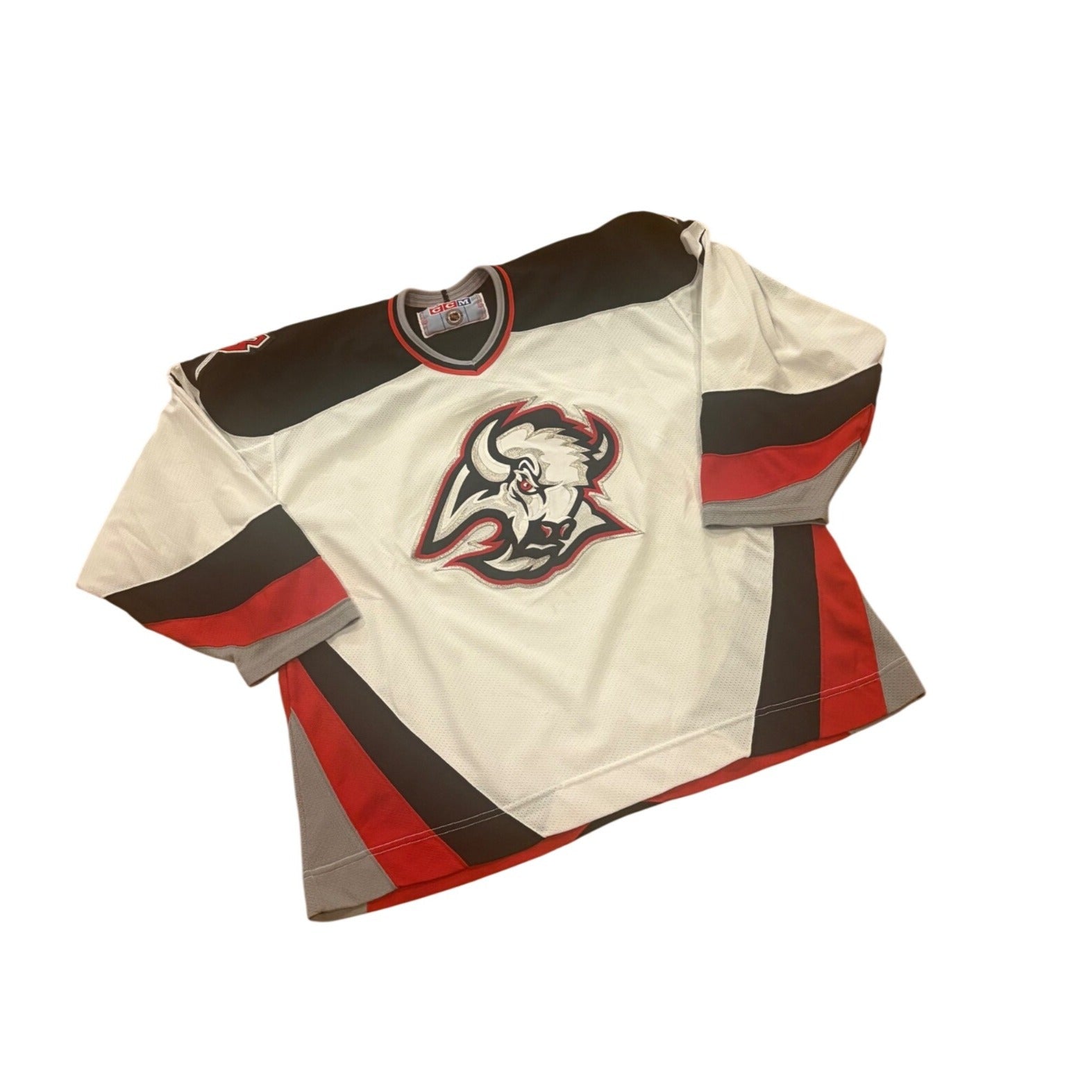 Vintage 90s CCM Maska Buffalo Sabres Goat Head NHL Hockey Jersey White Men's XL