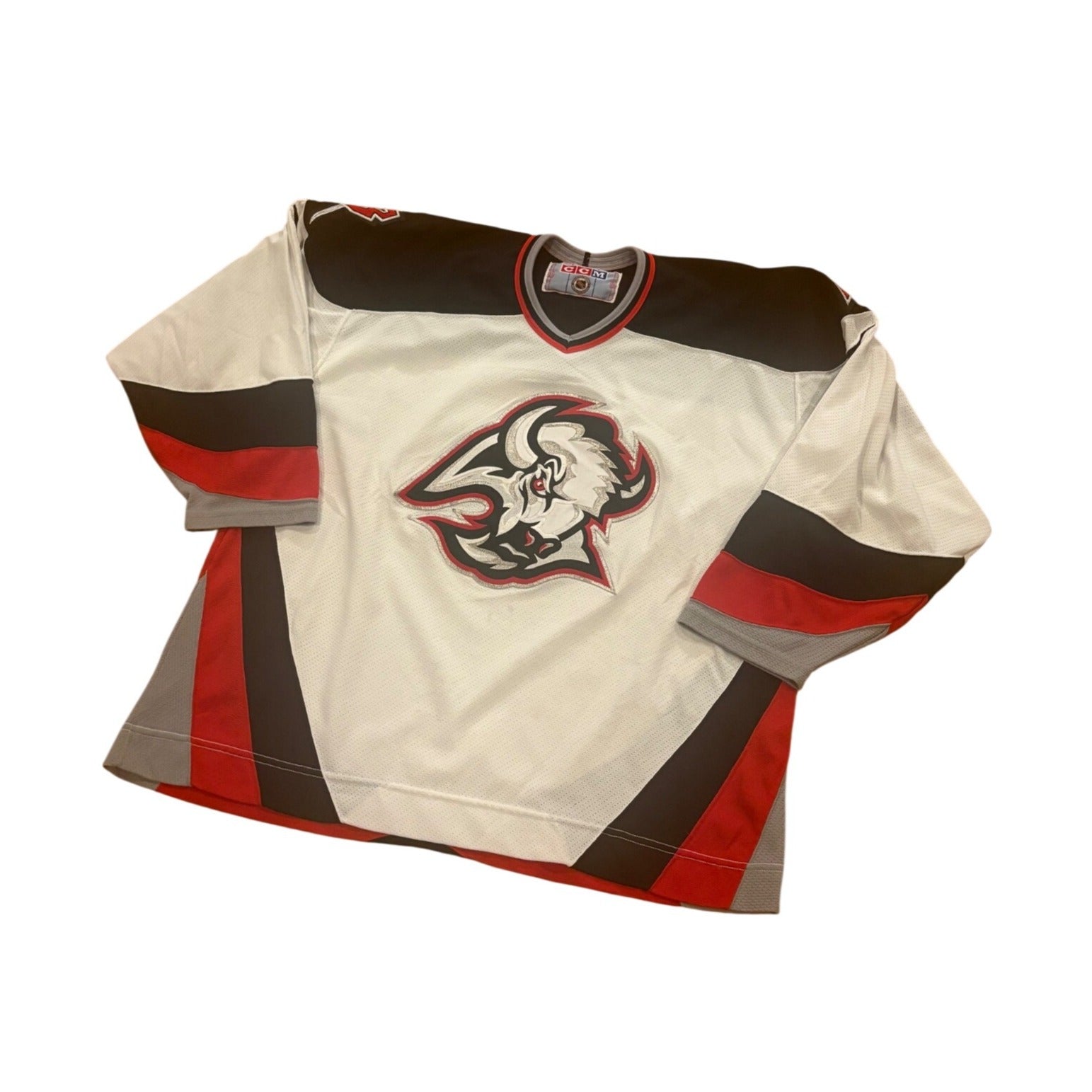 Vintage 90s CCM Maska Buffalo Sabres Goat Head NHL Hockey Jersey White Men's XL