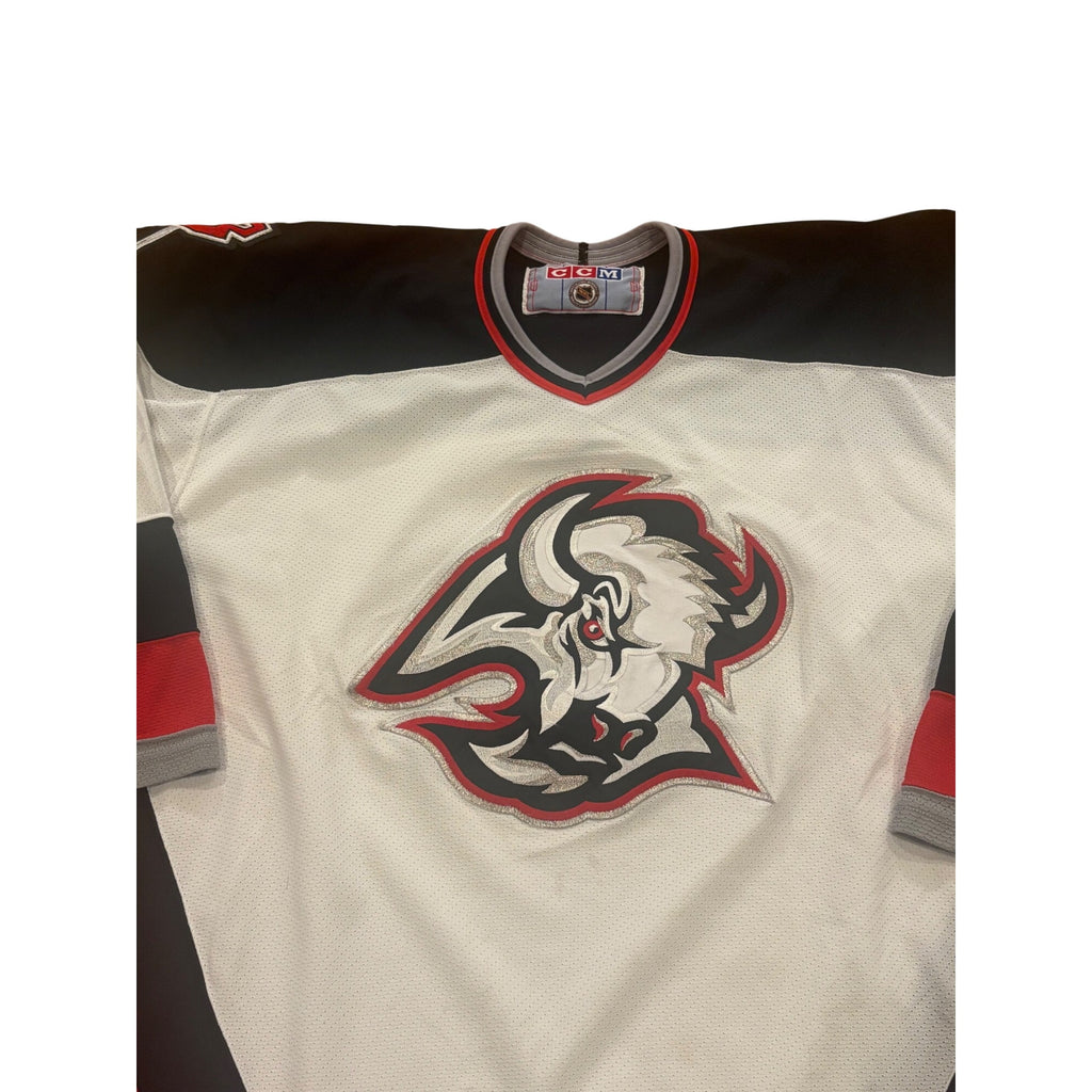 Vintage 90s CCM Maska Buffalo Sabres Goat Head NHL Hockey Jersey White Men's XL