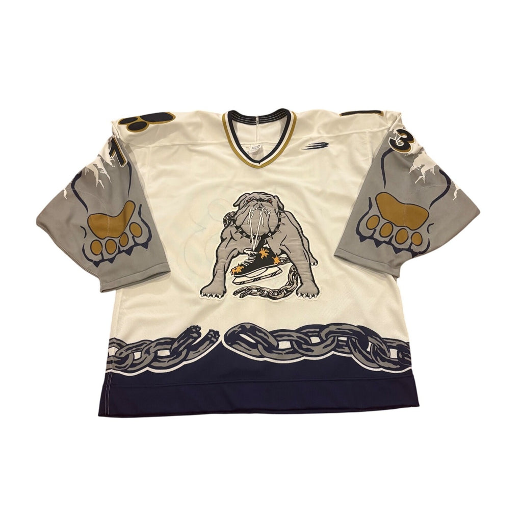 Vtg Long Beach Ice Dogs McKenzie #13 Authentic Bauer Jersey Fight Strap IHL 52