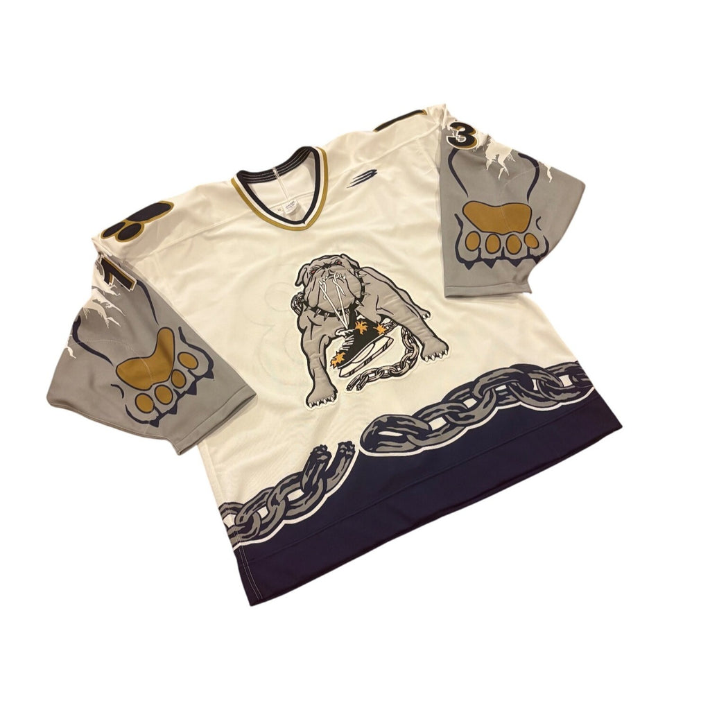 Vtg Long Beach Ice Dogs McKenzie #13 Authentic Bauer Jersey Fight Strap IHL 52