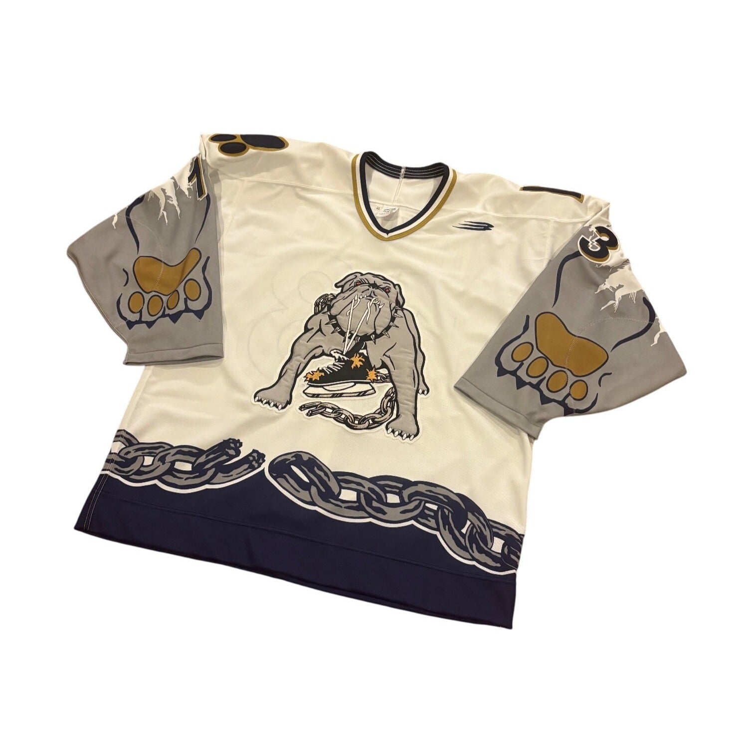 Vtg Long Beach Ice Dogs McKenzie #13 Authentic Bauer Jersey Fight Strap IHL 52