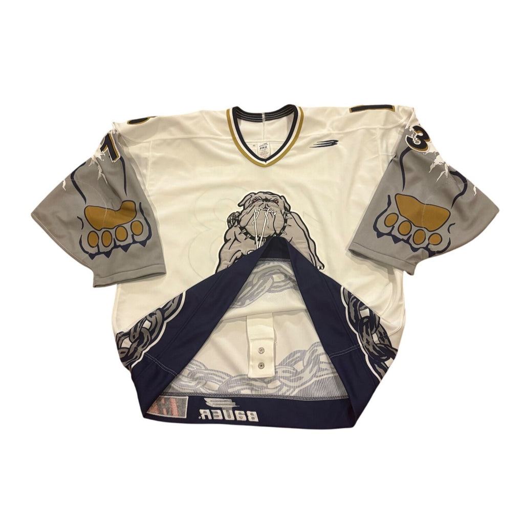 Vtg Long Beach Ice Dogs McKenzie #13 Authentic Bauer Jersey Fight Strap IHL 52