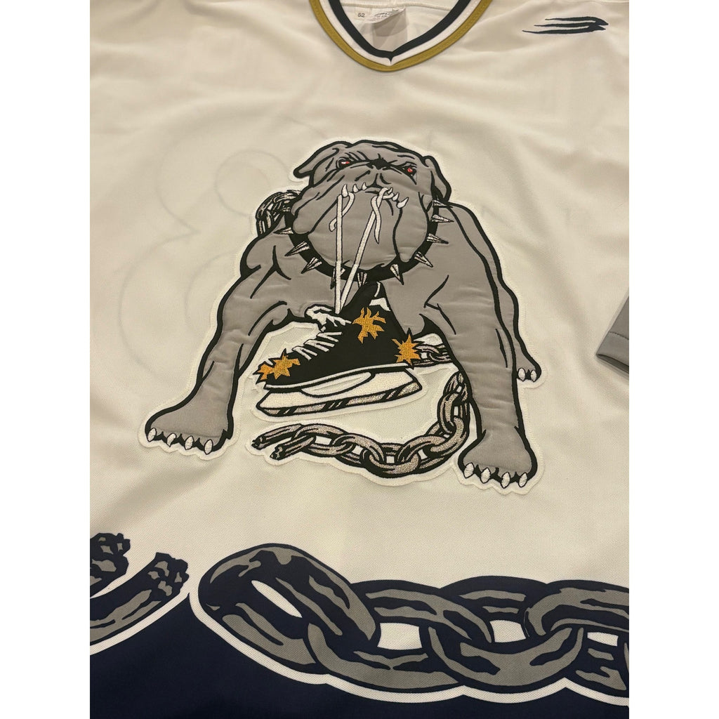 Vtg Long Beach Ice Dogs McKenzie #13 Authentic Bauer Jersey Fight Strap IHL 52