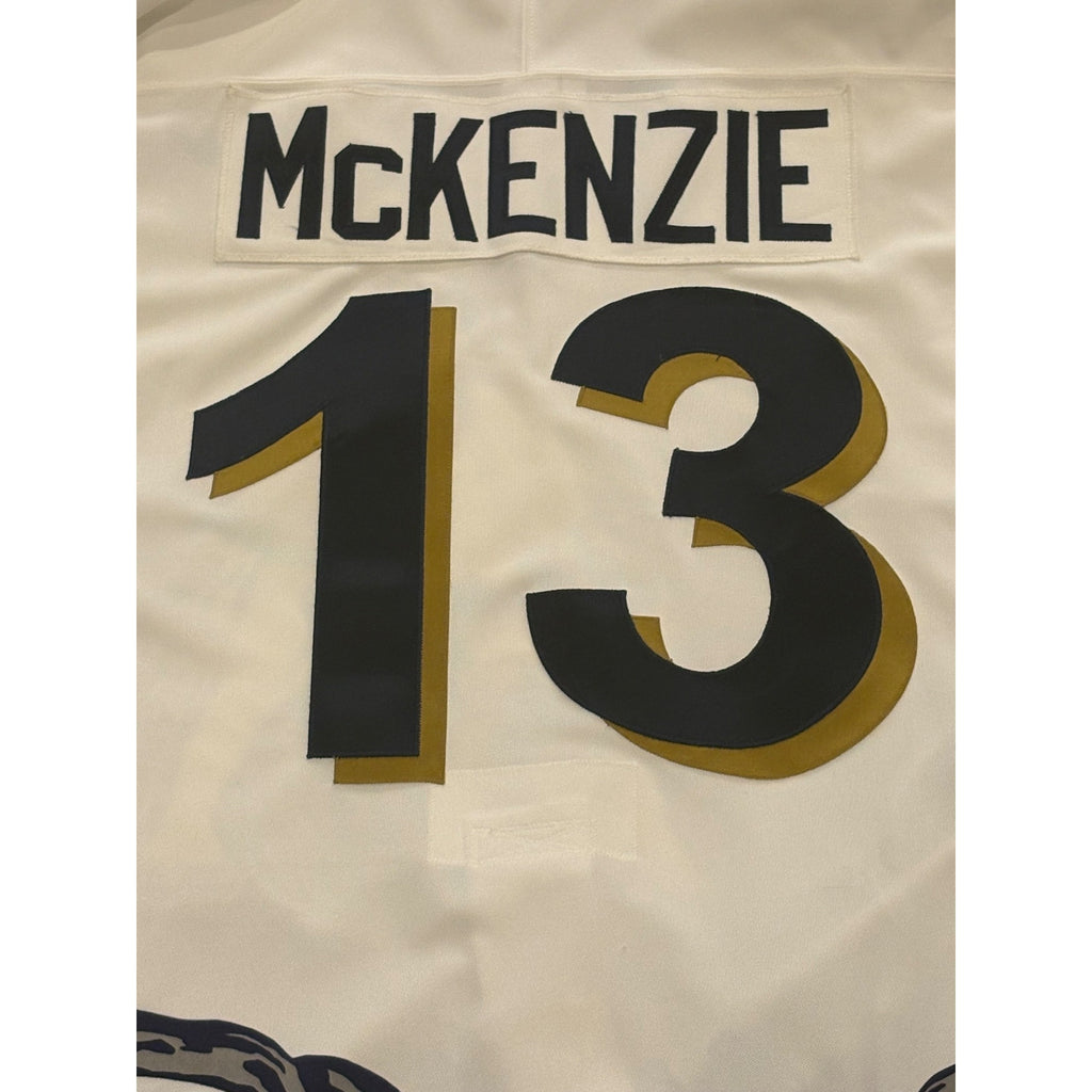Vtg Long Beach Ice Dogs McKenzie #13 Authentic Bauer Jersey Fight Strap IHL 52