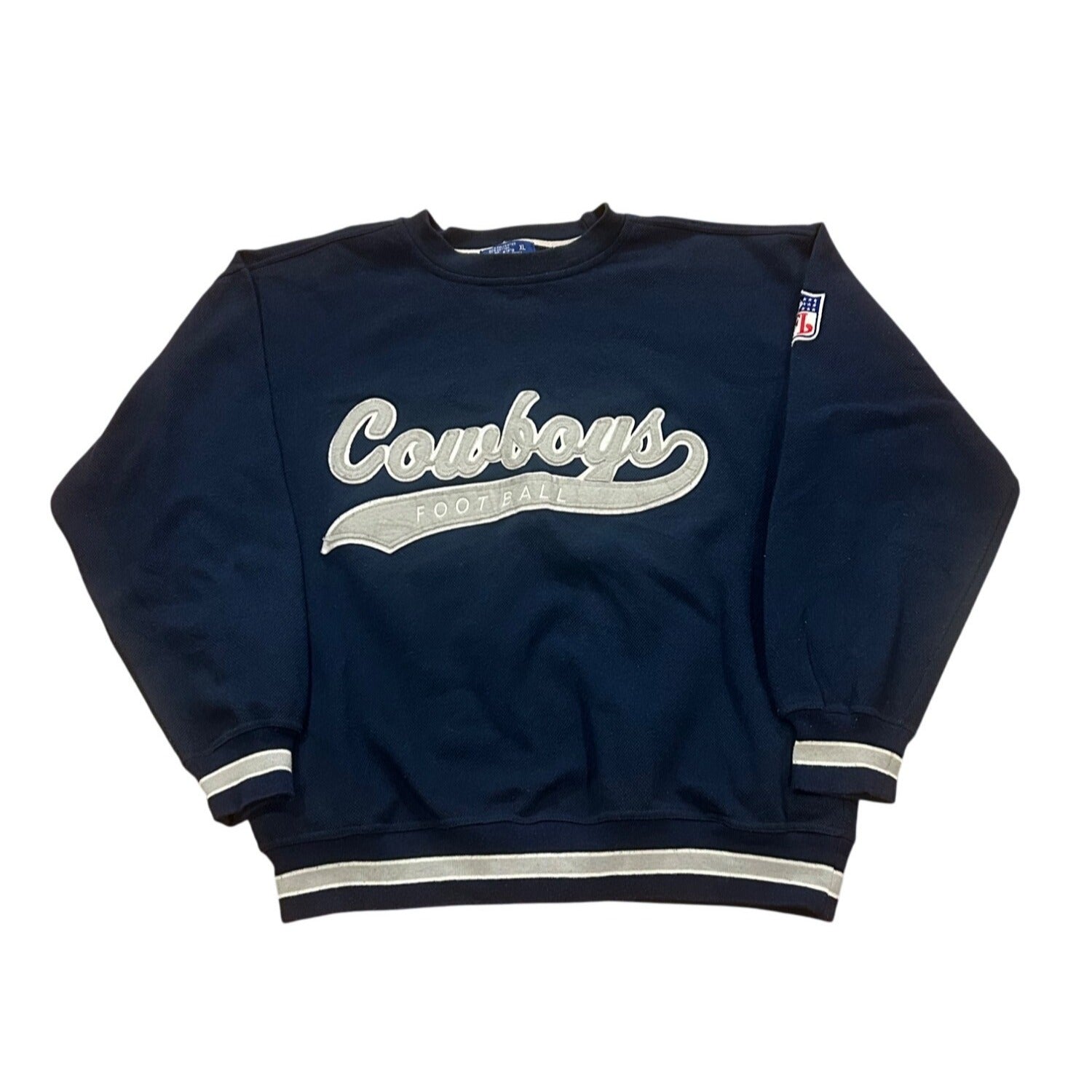 Vintage 1990's Starter Dallas Cowboys NFL Tail Sweep Crewneck Sweatshirt Blue XL