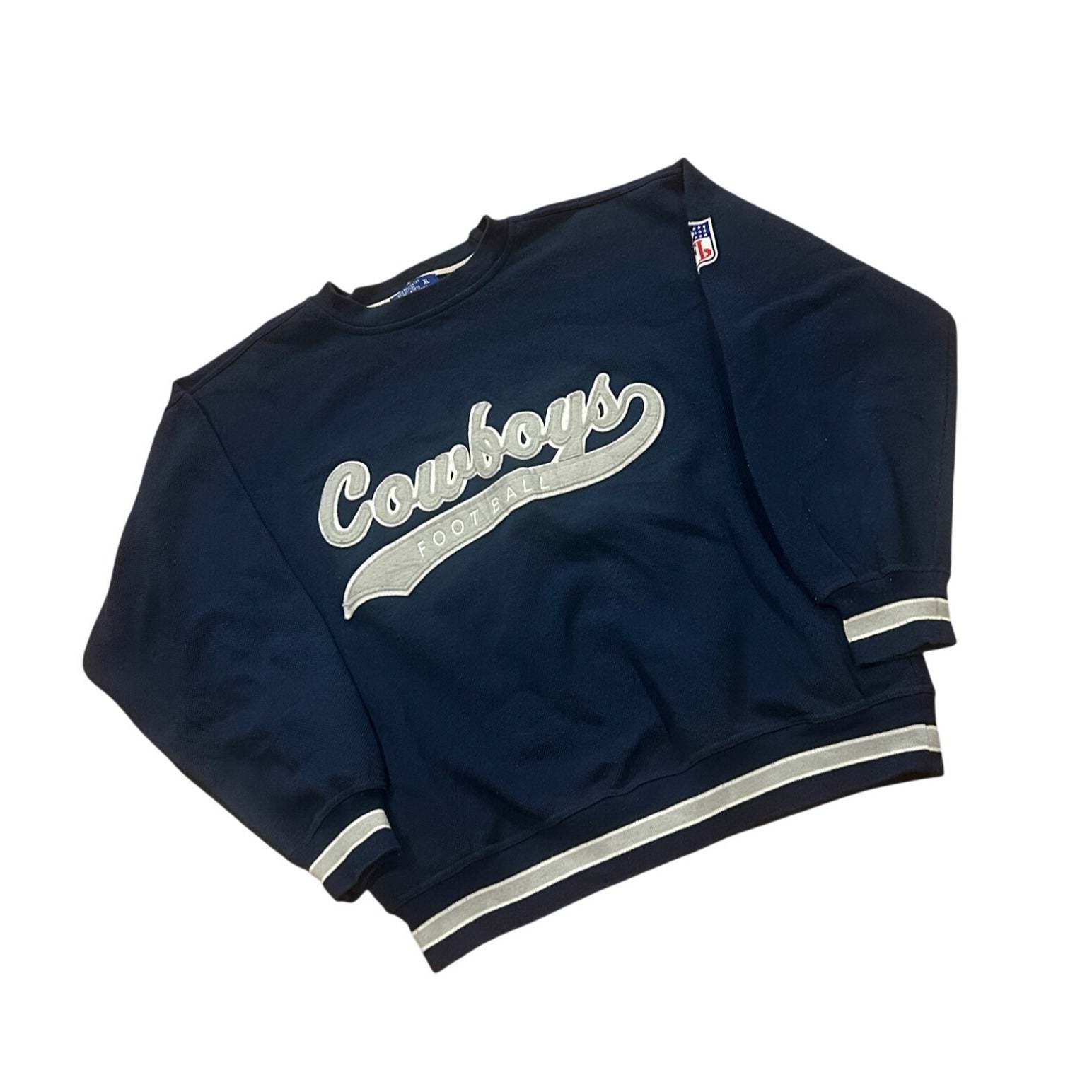 Vintage 1990's Starter Dallas Cowboys NFL Tail Sweep Crewneck Sweatshirt Blue XL