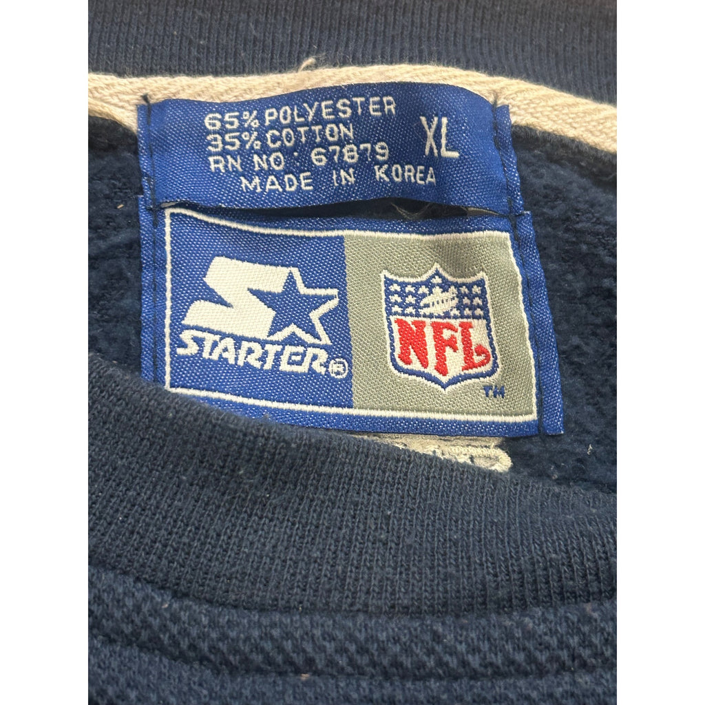 Vintage 1990's Starter Dallas Cowboys NFL Tail Sweep Crewneck Sweatshirt Blue XL