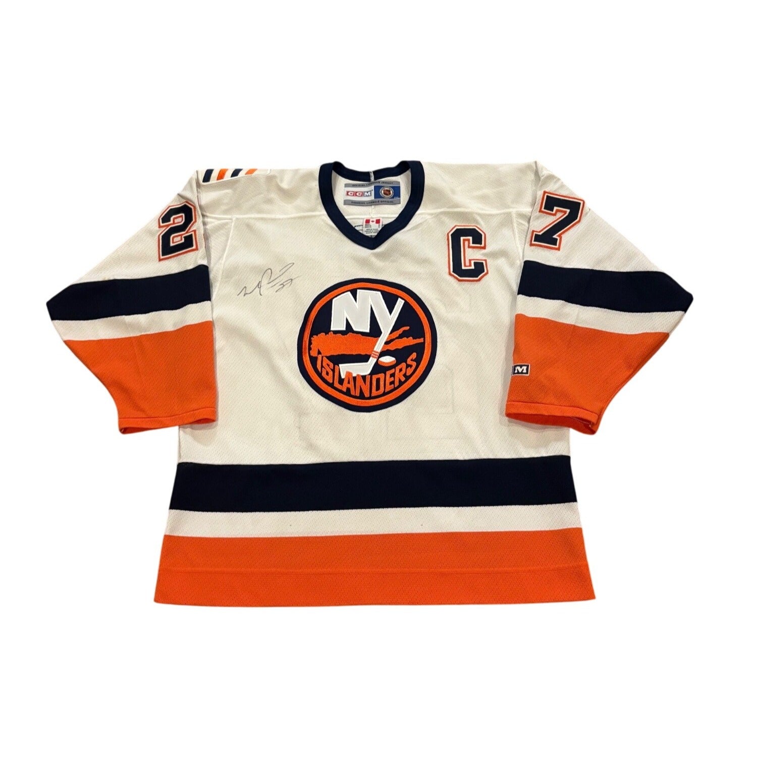 Vtg CCM New York Islanders Michael Peca #27 Signed Stitched NHL Hockey Jersey M