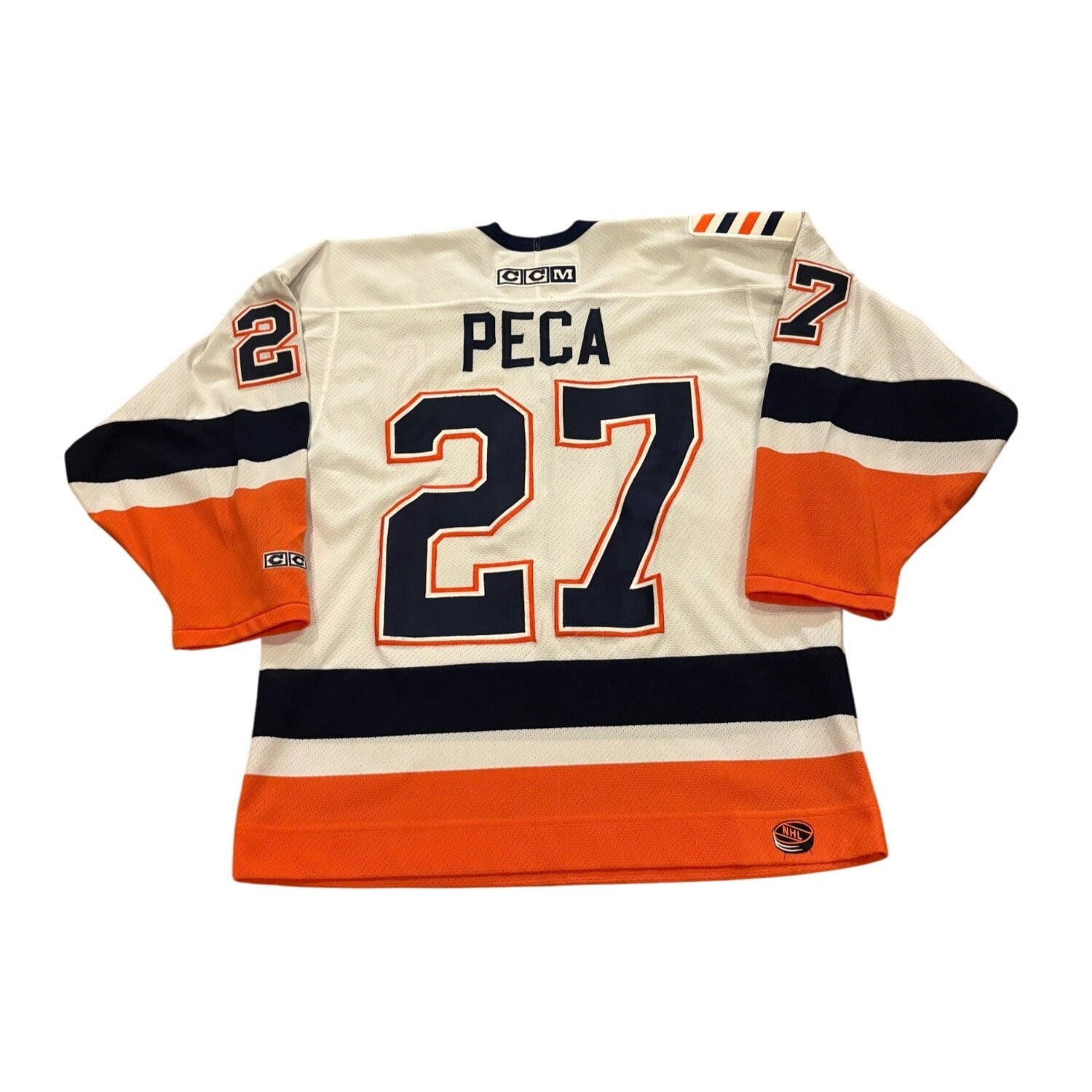 Vtg CCM New York Islanders Michael Peca #27 Signed Stitched NHL Hockey Jersey M