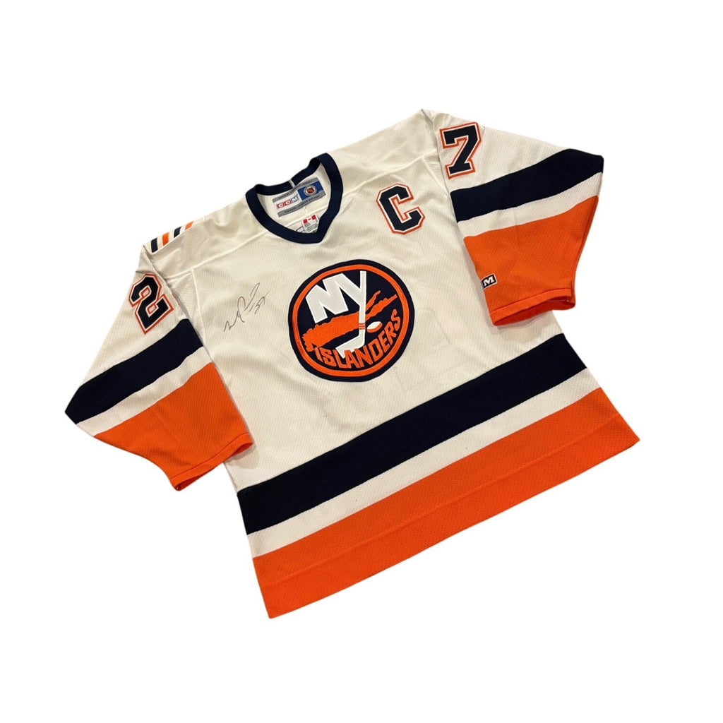 Vtg CCM New York Islanders Michael Peca #27 Signed Stitched NHL Hockey Jersey M