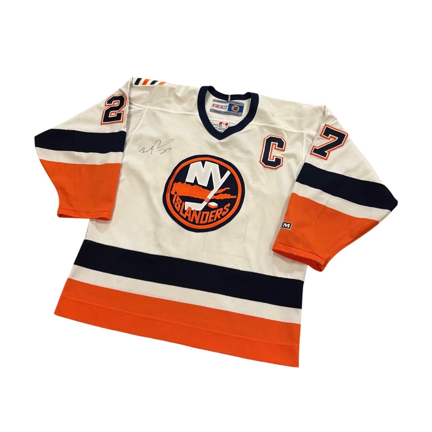 Vtg CCM New York Islanders Michael Peca #27 Signed Stitched NHL Hockey Jersey M