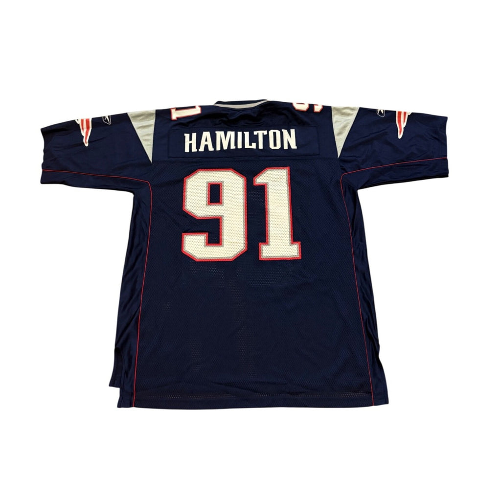 Rare Reebok New England Patriots Bobby Hamilton #91 NFL Football Jersey Men's L