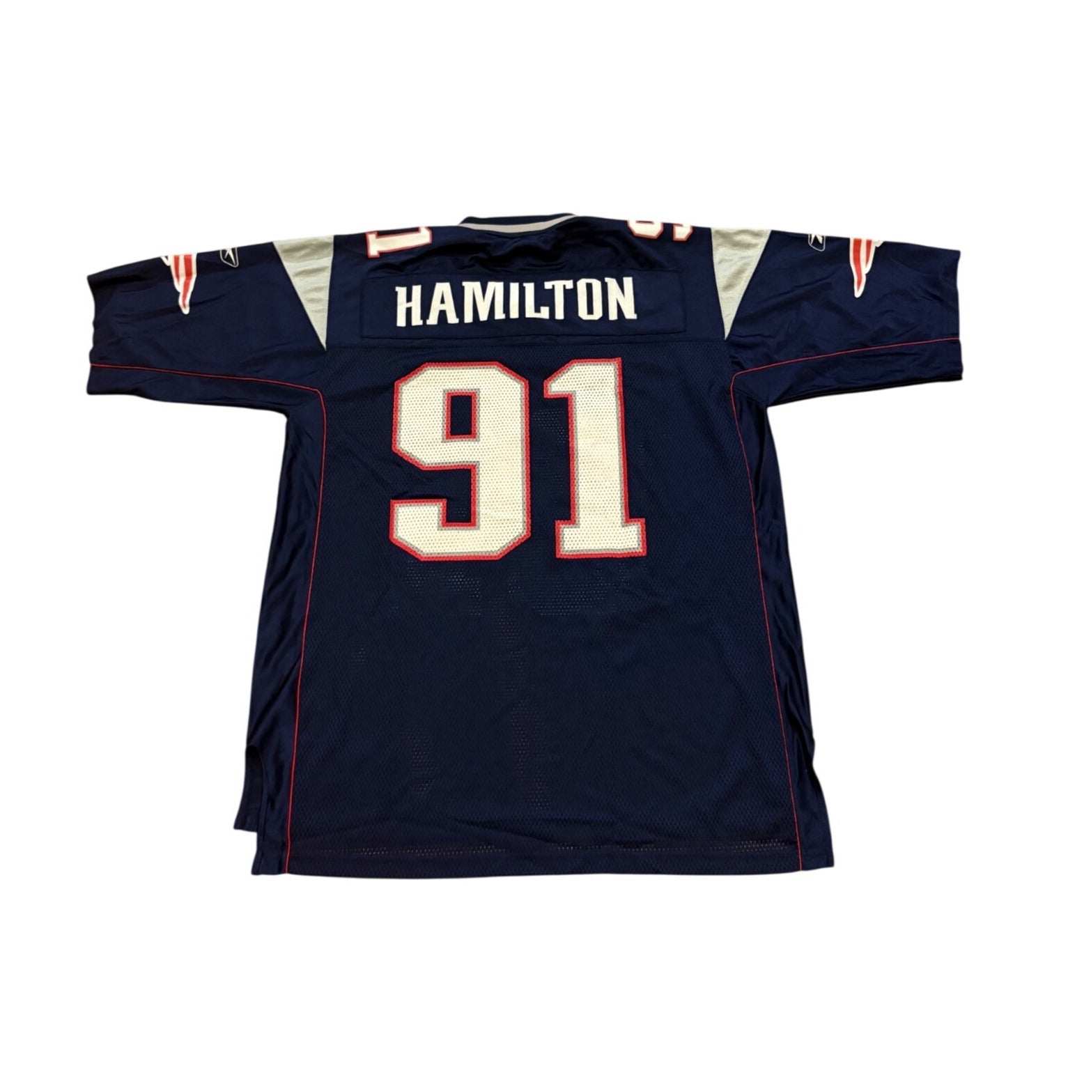 Rare Reebok New England Patriots Bobby Hamilton #91 NFL Football Jersey Men's L