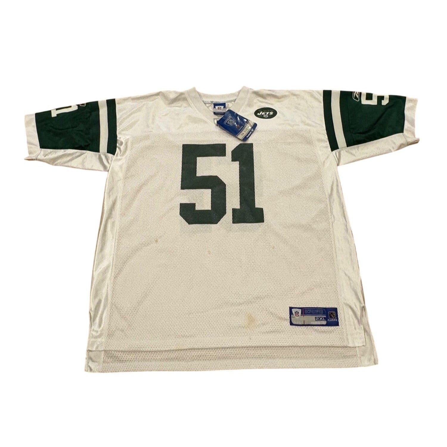 Reebok New York Jets Jonathan Vilma #51 White NFL Football Jersey Men's 2XL NWT