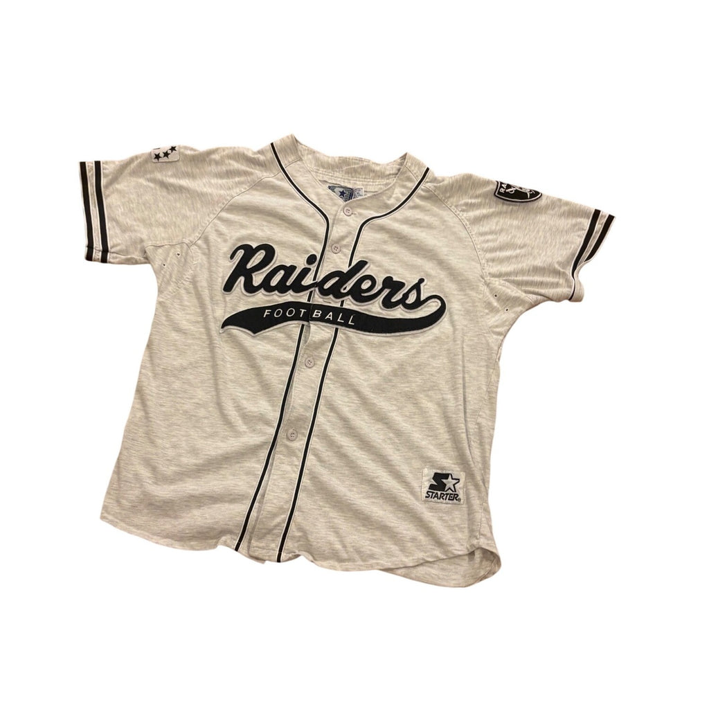 Vintage 90s Starter Los Angels Raiders Tail Sweep NFL Baseball Jersey Men's XL