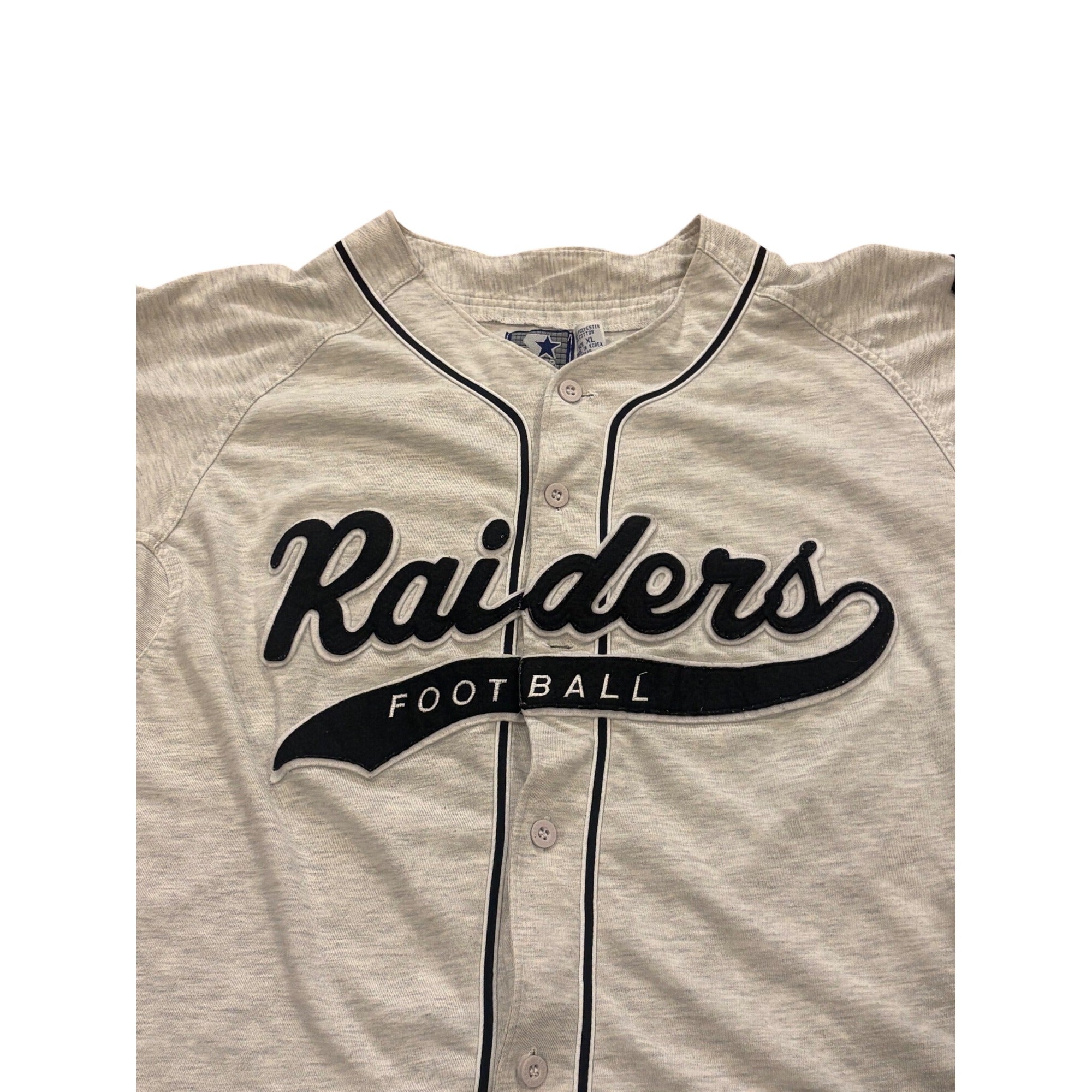 Vintage 90s Starter Los Angels Raiders Tail Sweep NFL Baseball Jersey Men's XL