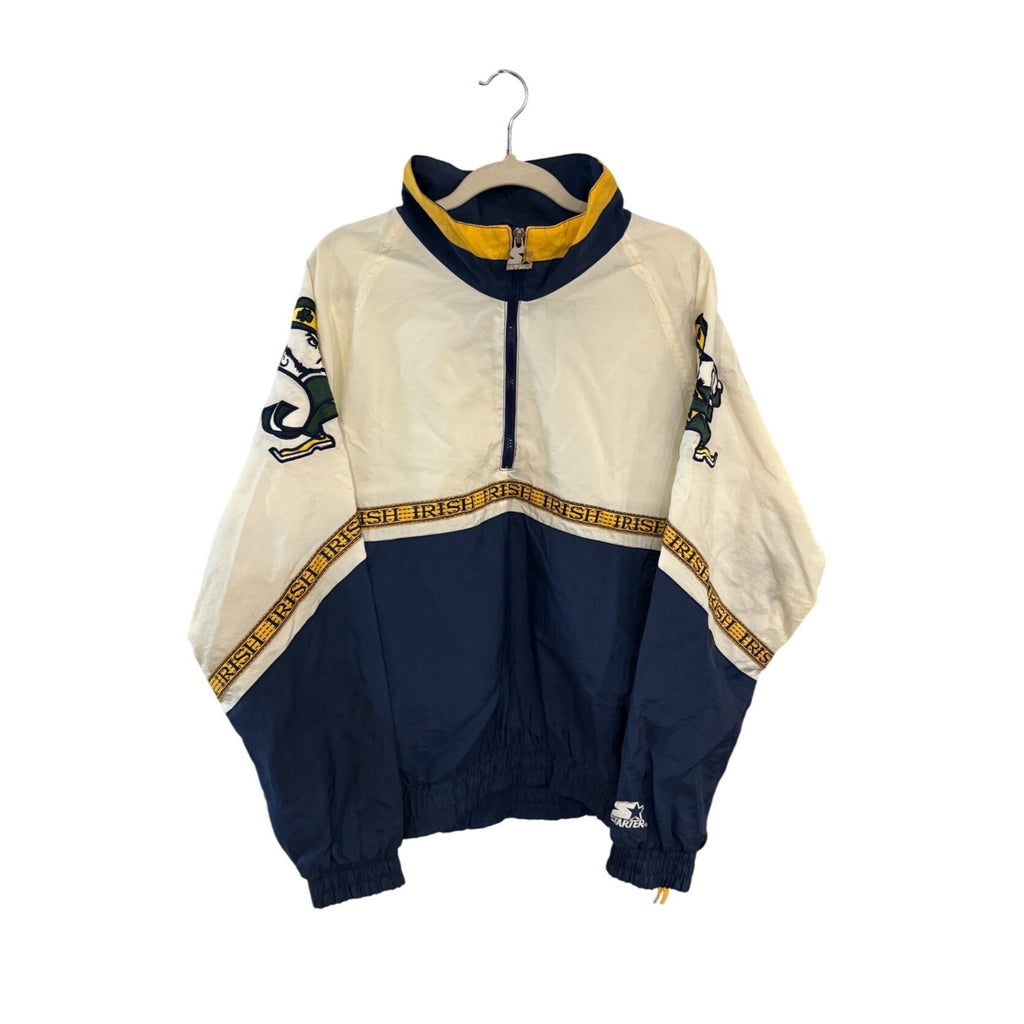 Vintage 90s Starter Notre Dame Fighting Irish 1/4 Zip Windbreaker Jacket Men's L