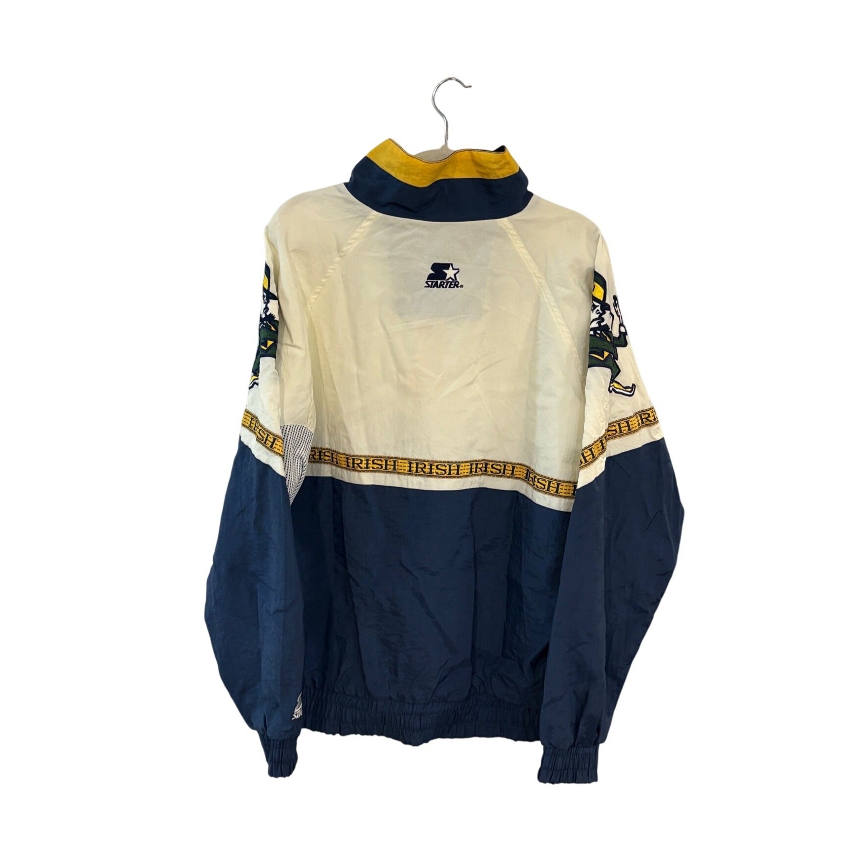 Vintage 90s Starter Notre Dame Fighting Irish 1/4 Zip Windbreaker Jacket Men's L