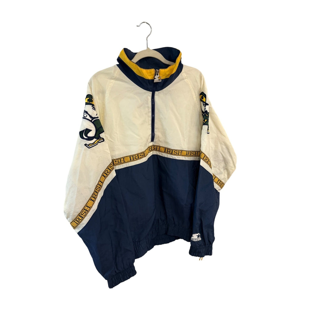 Vintage 90s Starter Notre Dame Fighting Irish 1/4 Zip Windbreaker Jacket Men's L