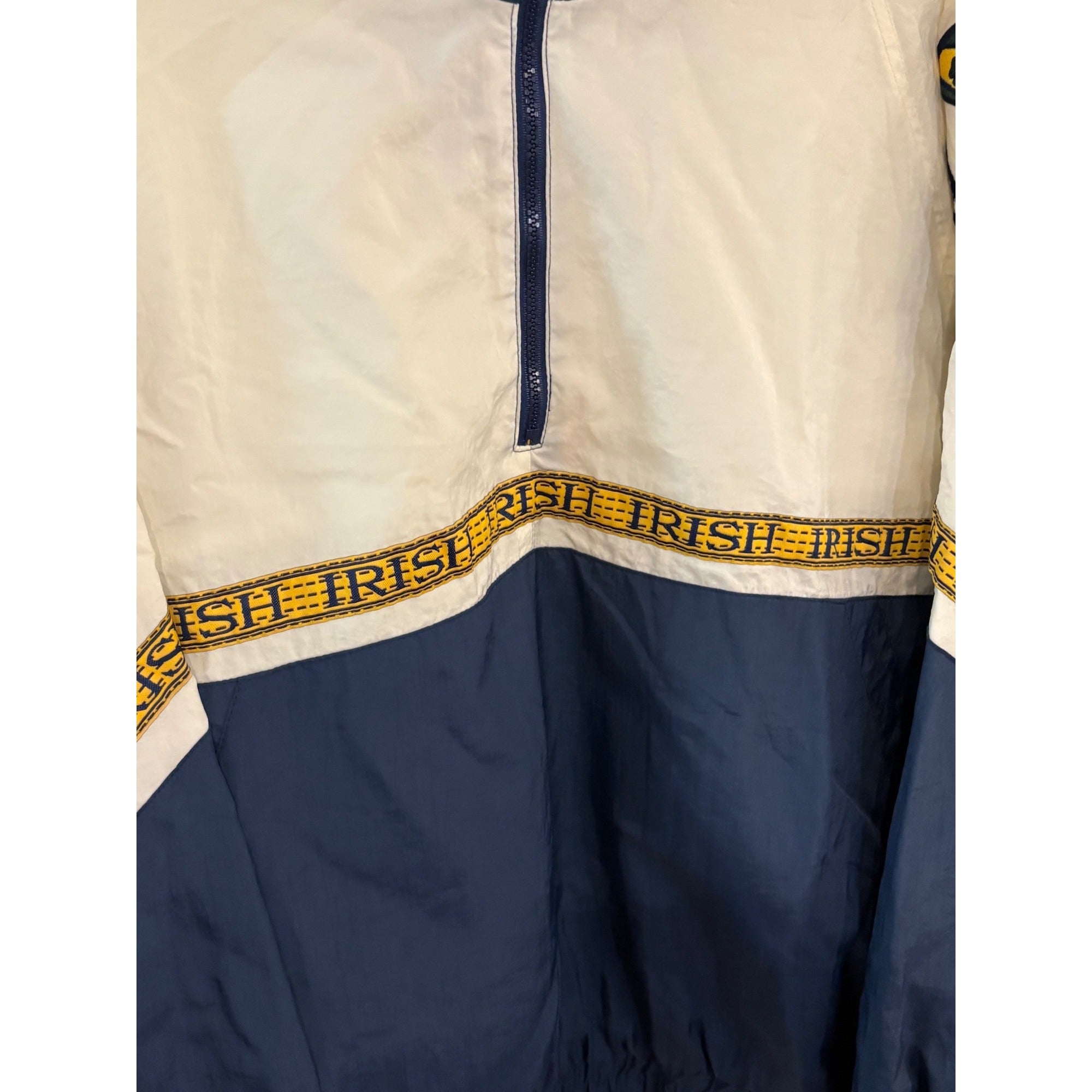Vintage 90s Starter Notre Dame Fighting Irish 1/4 Zip Windbreaker Jacket Men's L