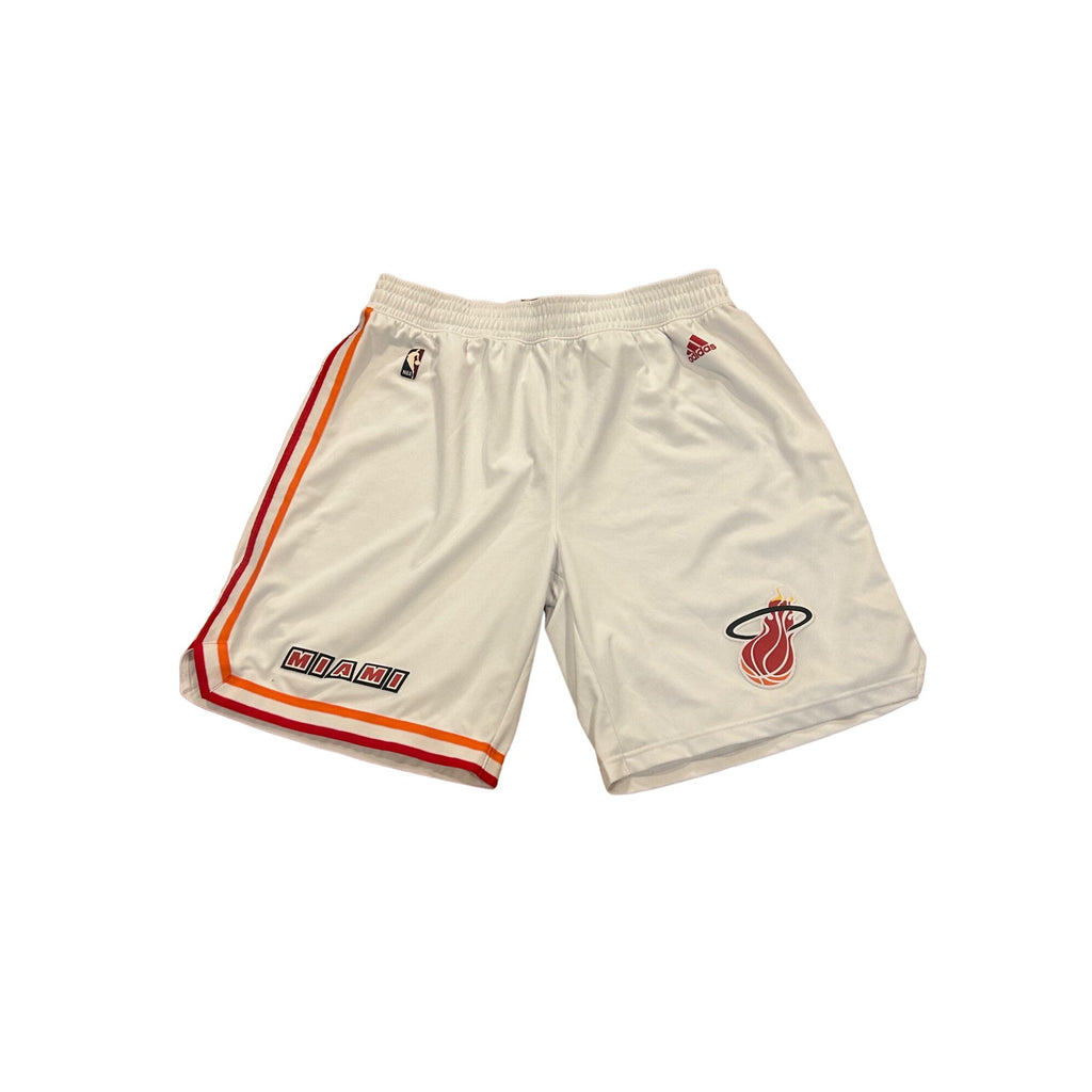 Adidas Miami Heat NBA Authentic Home Throwback White Basketball Shorts Men's 2XL