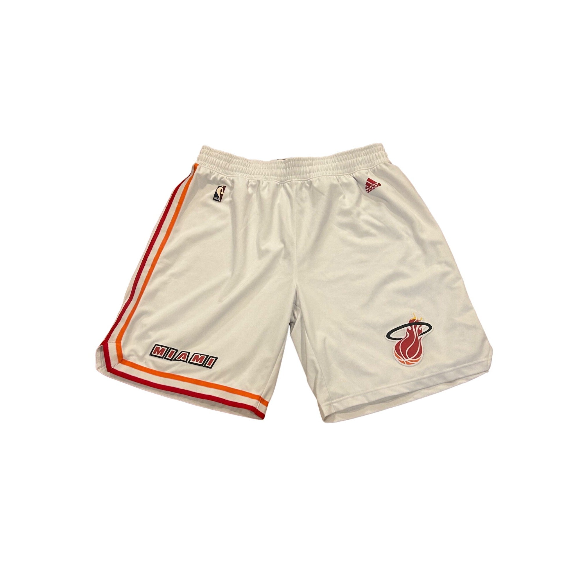 Adidas Miami Heat NBA Authentic Home Throwback White Basketball Shorts Men's 2XL