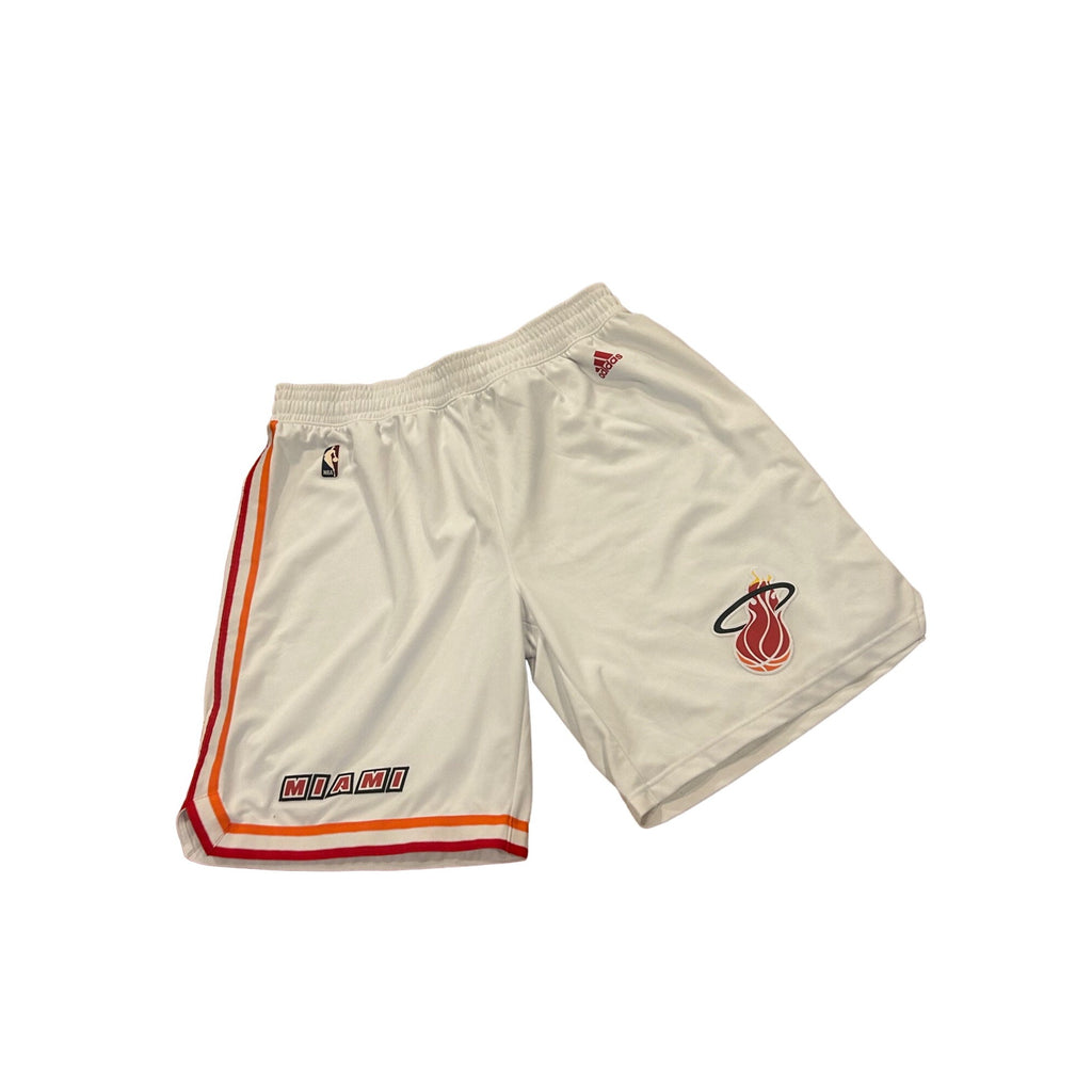 Adidas Miami Heat NBA Authentic Home Throwback White Basketball Shorts Men's 2XL