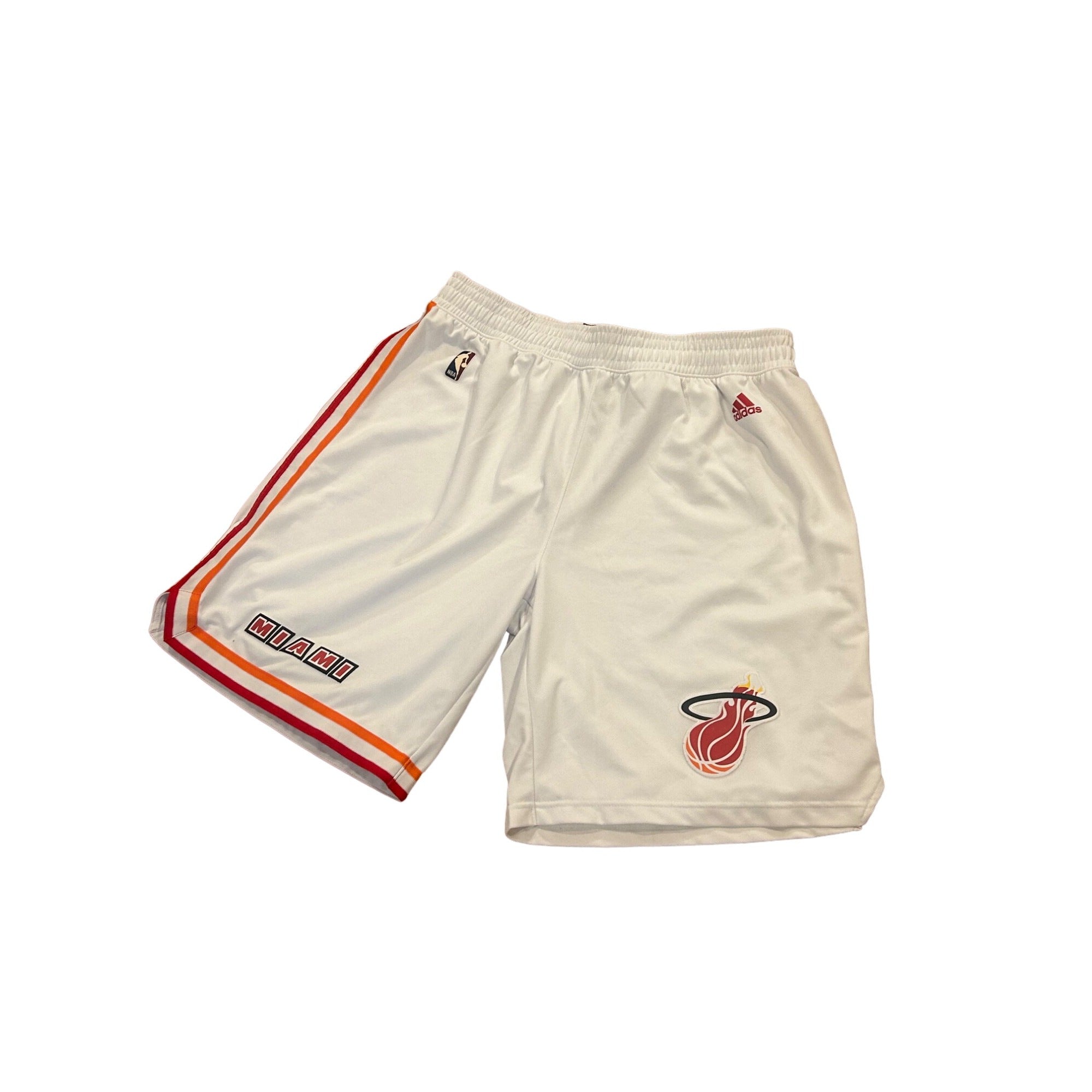 Adidas Miami Heat NBA Authentic Home Throwback White Basketball Shorts Men's 2XL