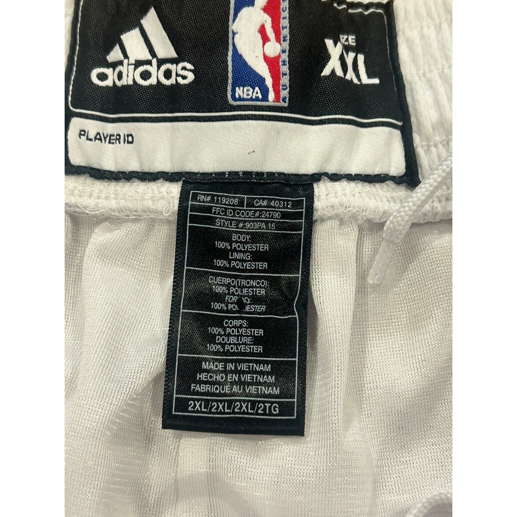 Adidas Miami Heat NBA Authentic Home Throwback White Basketball Shorts Men's 2XL