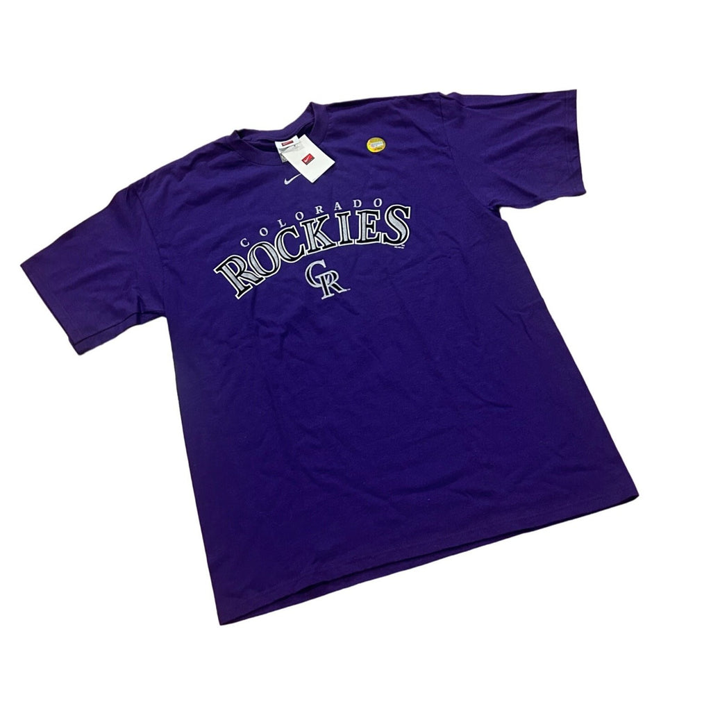 Nike Team Colorado Rockies MLB 2007 World Series Purple T-Shirt Men's Large NWT
