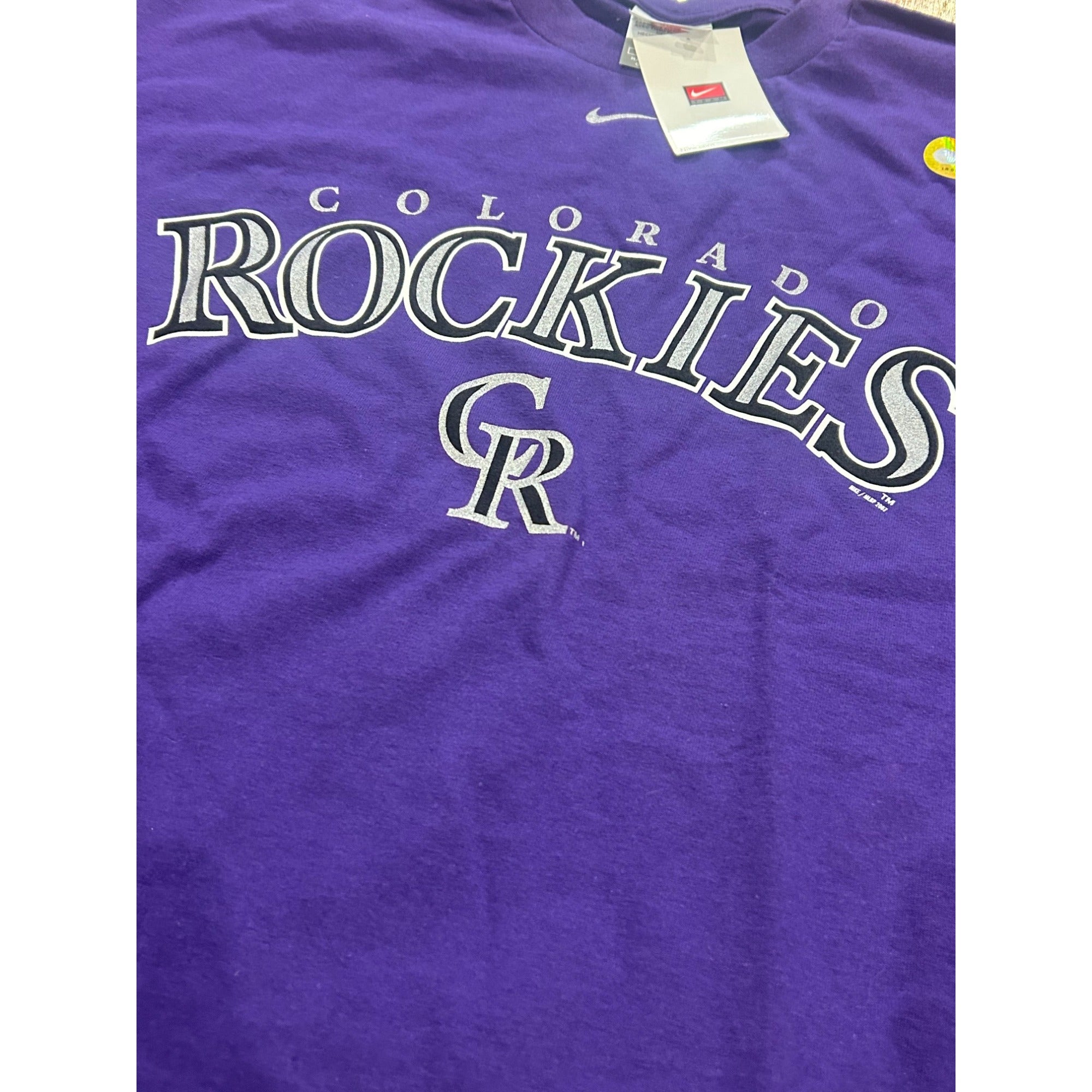 Nike Team Colorado Rockies MLB 2007 World Series Purple T-Shirt Men's Large NWT
