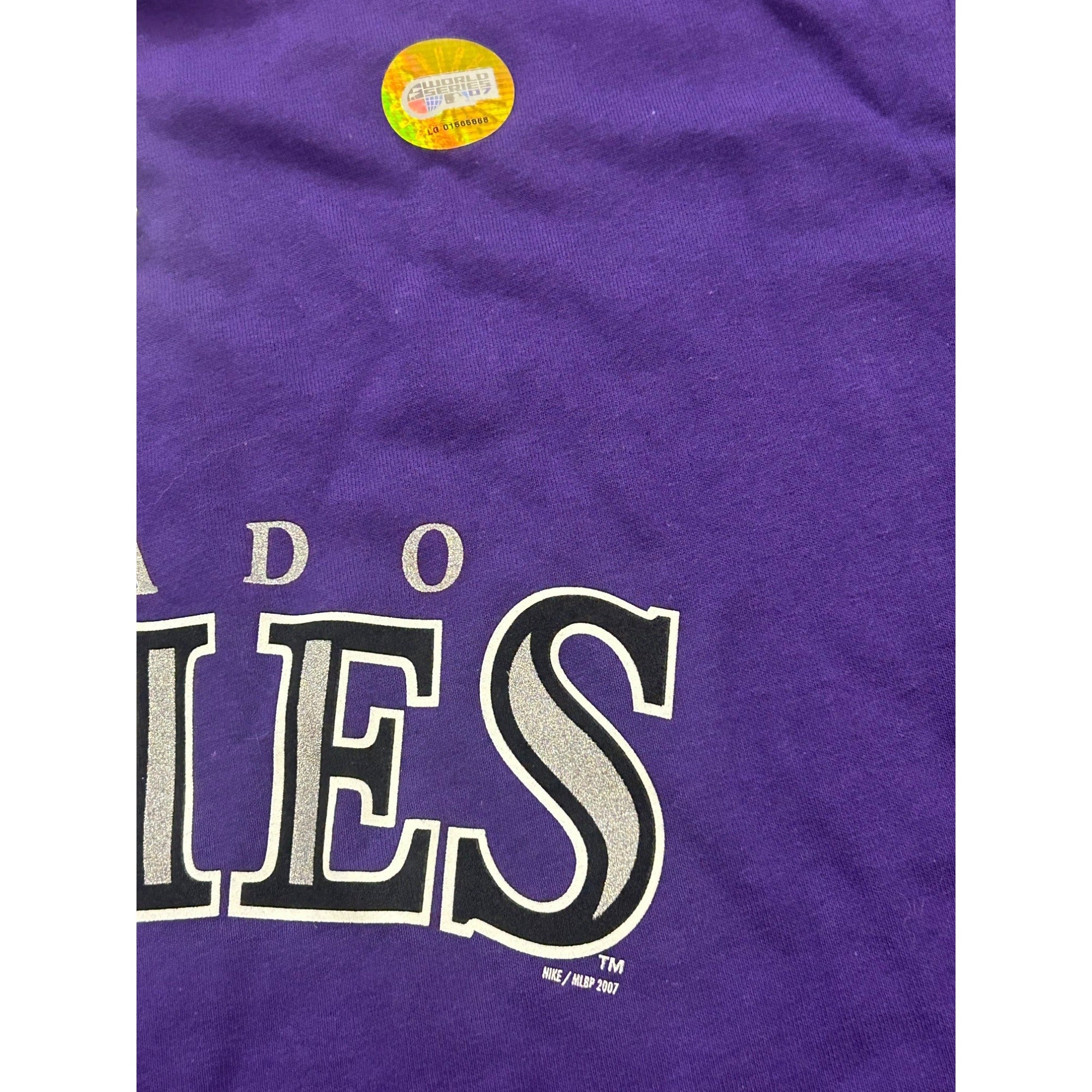 Nike Team Colorado Rockies MLB 2007 World Series Purple T-Shirt Men's Large NWT