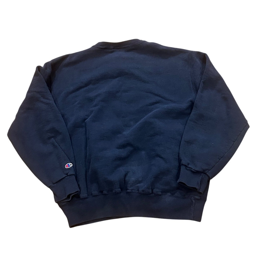 Vintage 1980's Champion Spellout Sweatshirt Navy Blue Made In USA Men's XL