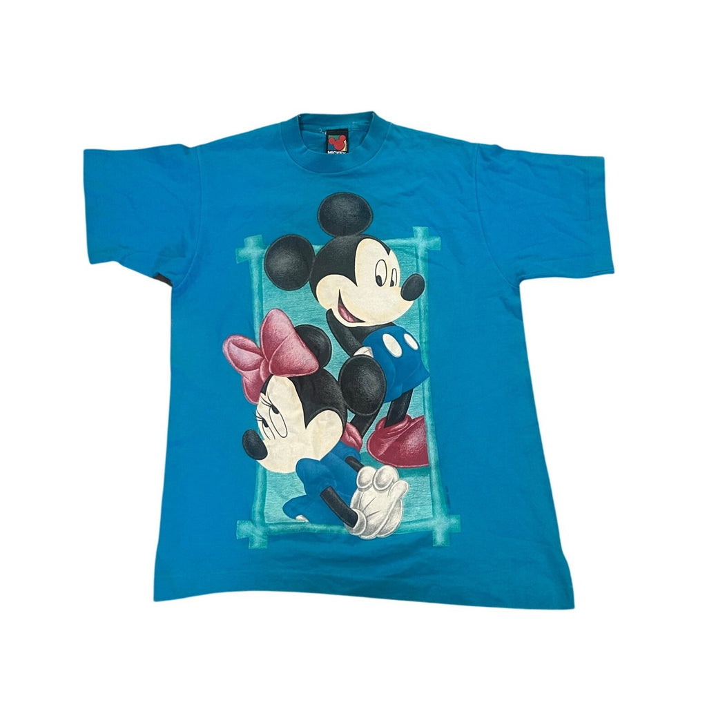 Vintage 1990's Mickey Unlimited Mickey & Minnie Single Stitch T-Shirt Blue Small