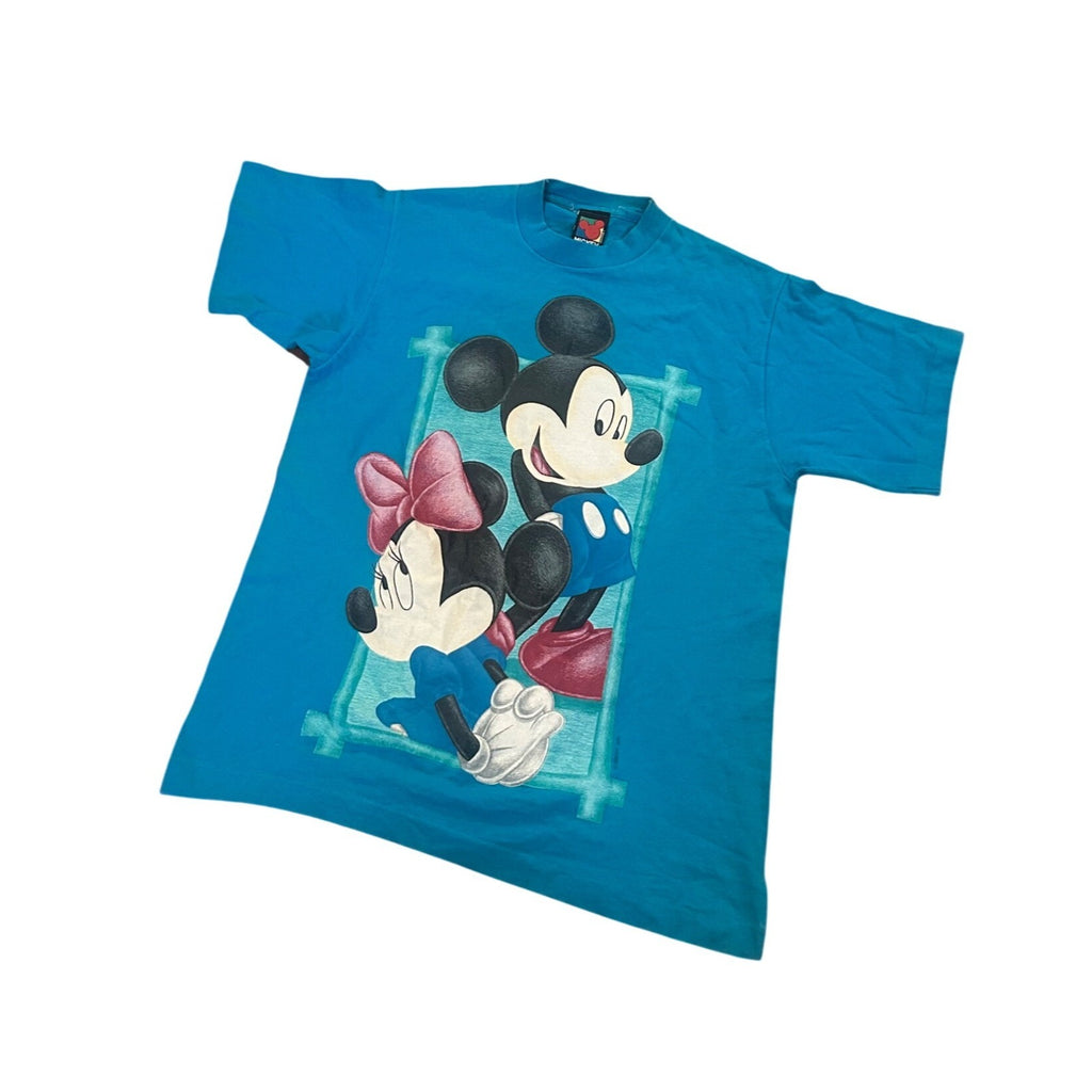 Vintage 1990's Mickey Unlimited Mickey & Minnie Single Stitch T-Shirt Blue Small